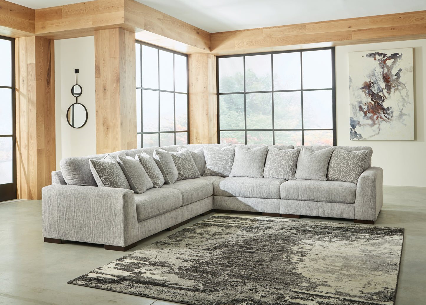 Bradenton Furniture Outlet - Ashley Furniture - Regent Park Sectional - RAF 5-Piece Sectional / Pewter - 14404S3