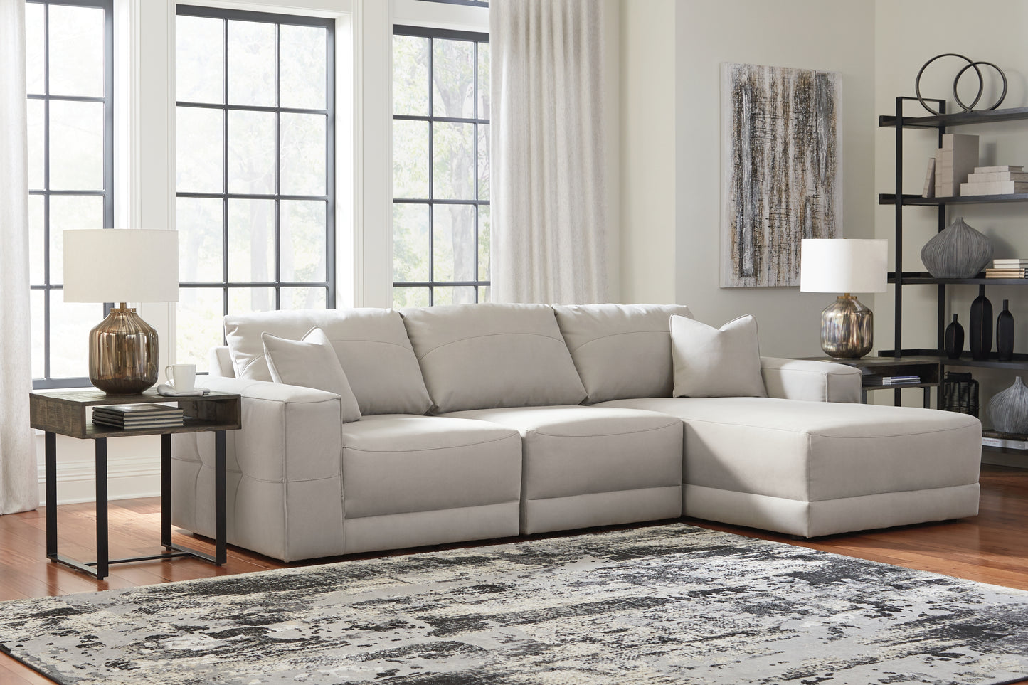 Bradenton Furniture Outlet - Ashley Furniture - Next-Gen Gaucho Sectional - RAF 3-Piece Sectional Sofa with Chaise / Gray - 18304S2