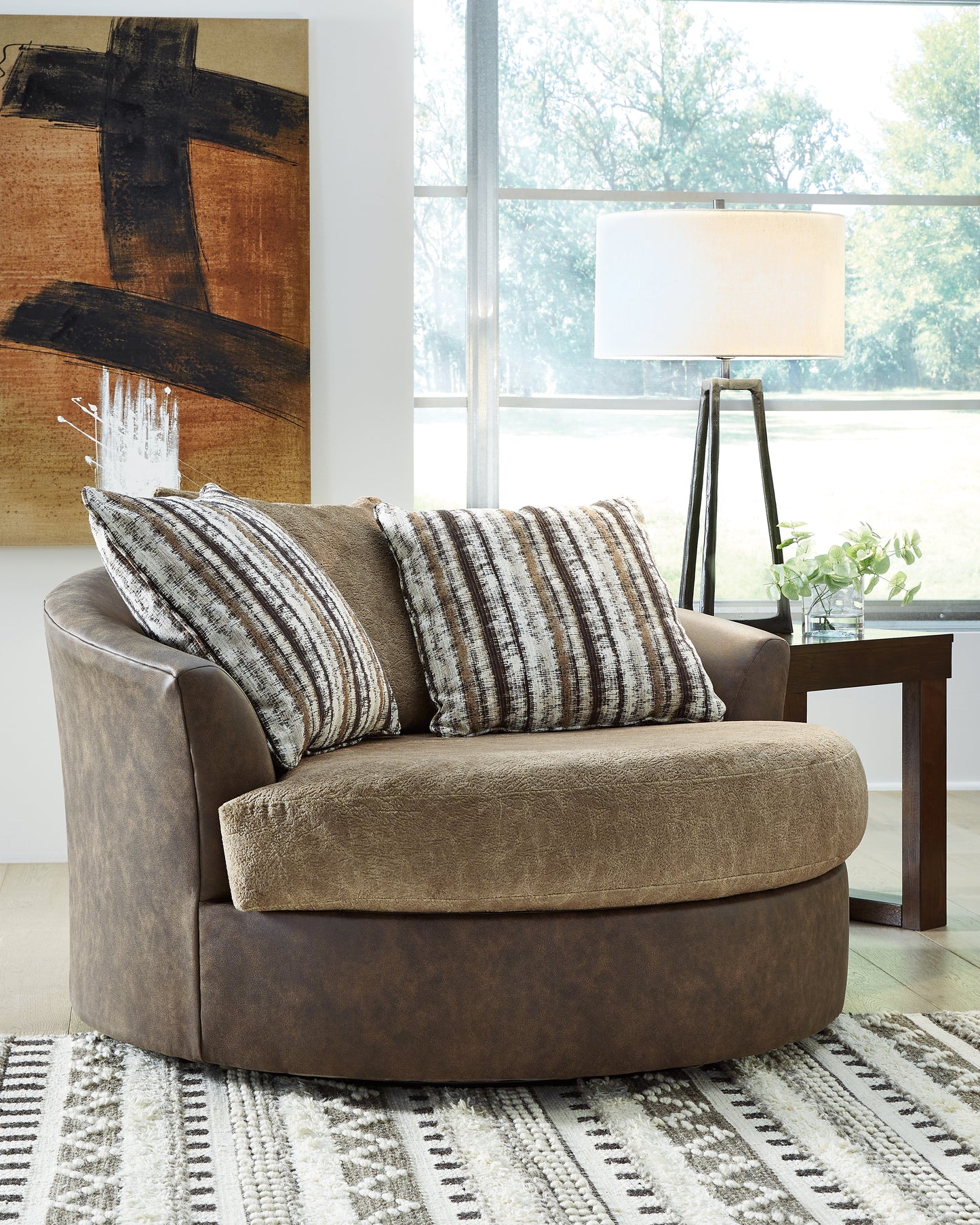 Bradenton Furniture Outlet - Ashley Furniture - Alesbury Living Room - Oversized Swivel Accent Chair / Chocolate - 1870421