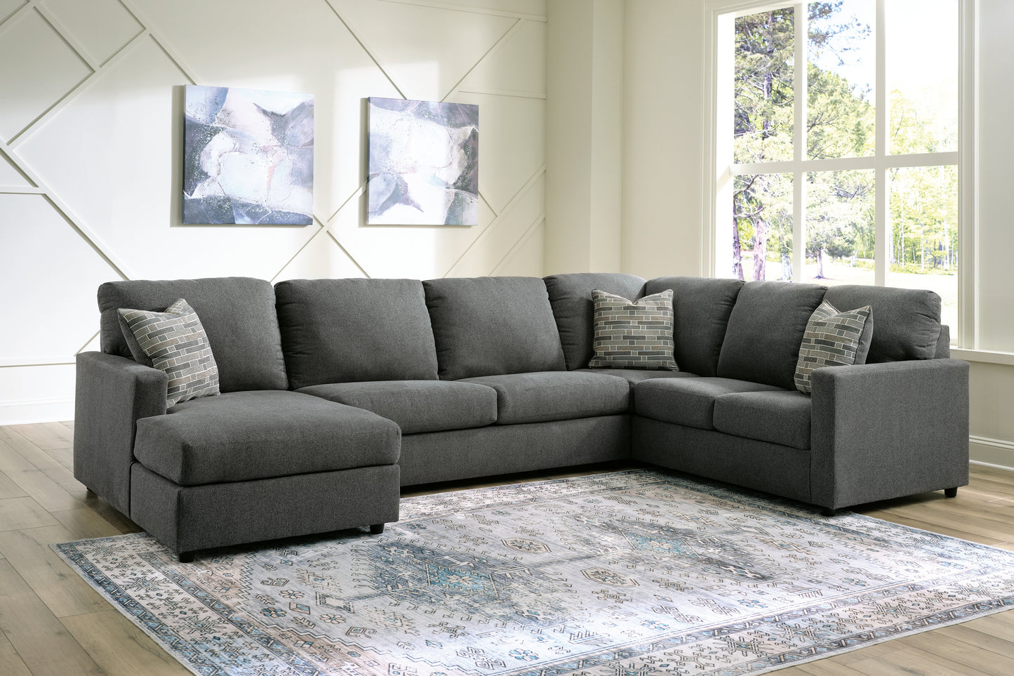 Bradenton Furniture Outlet - Ashley Furniture - Edenfield Sectional - RAF 3-Piece Sectional with Chaise / Charcoal - 29003S1