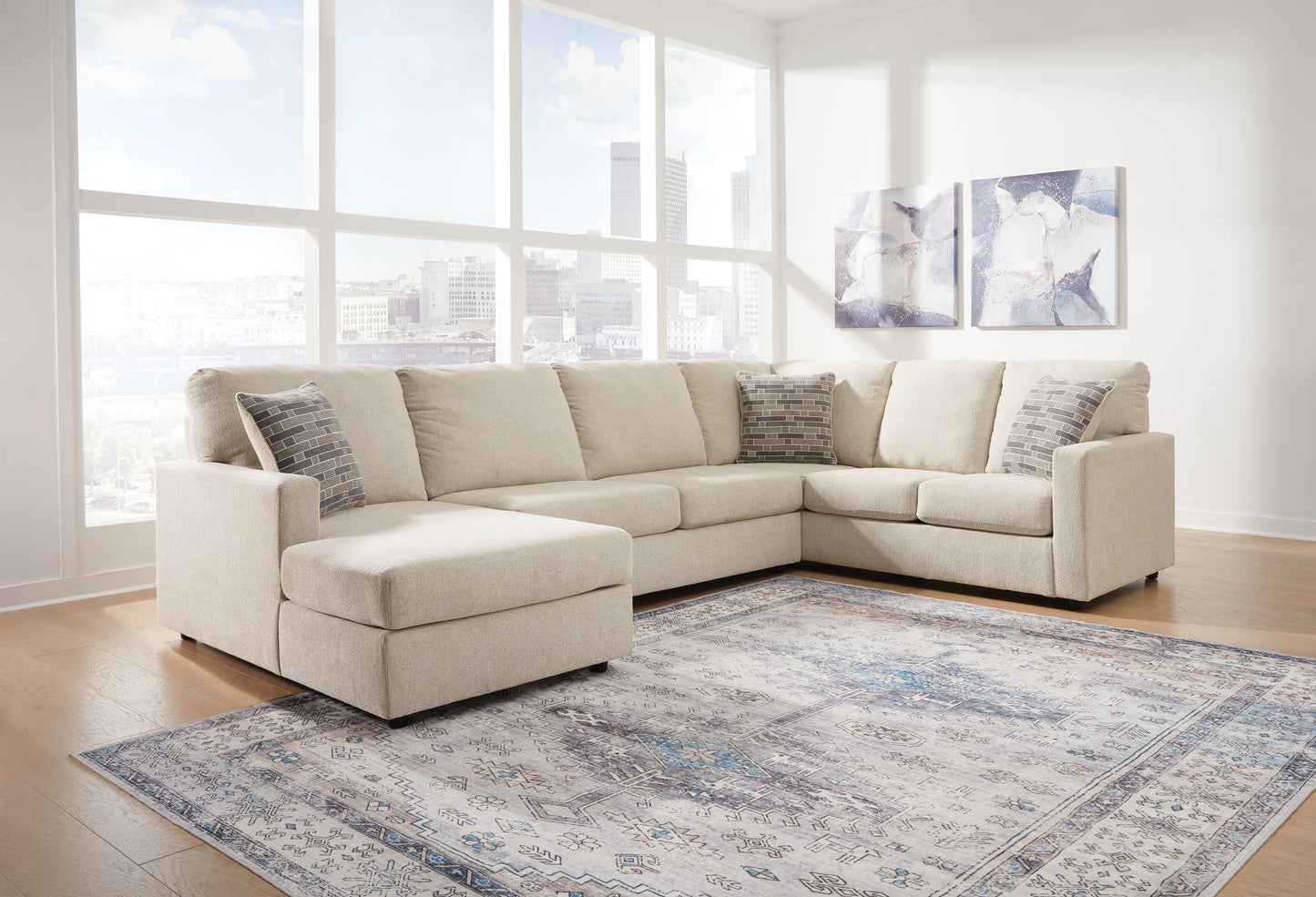 Bradenton Furniture Outlet - Ashley Furniture - Edenfield Sectional - RAF 3-Piece Sectional with Chaise / Linen - 29004S1