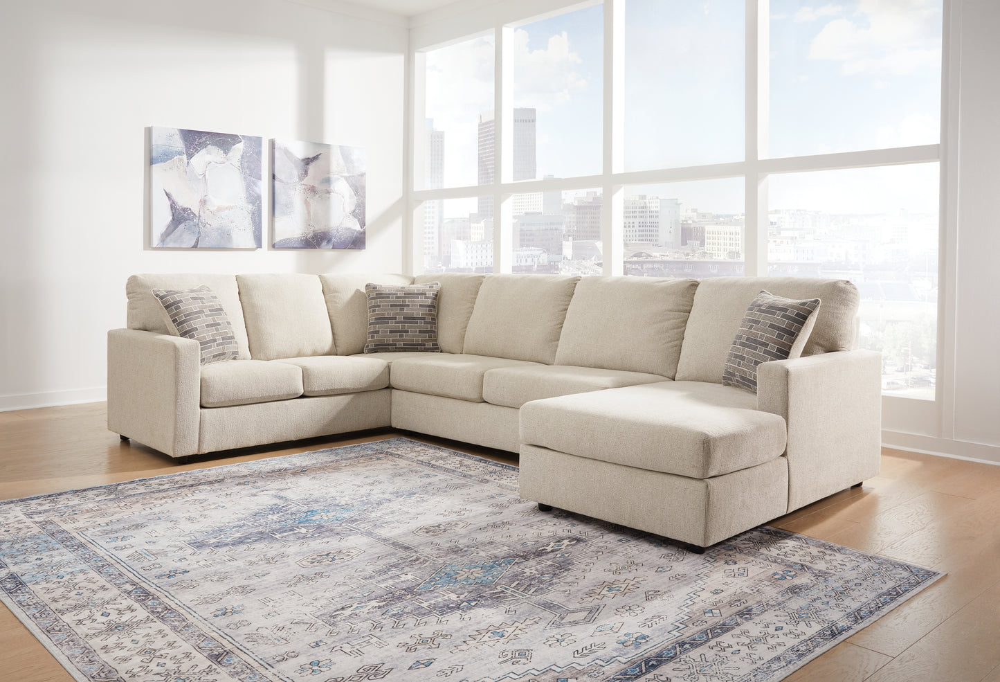 Bradenton Furniture Outlet - Ashley Furniture - Edenfield Sectional - LAF 3-Piece Sectional with Chaise / Linen - 29004S2