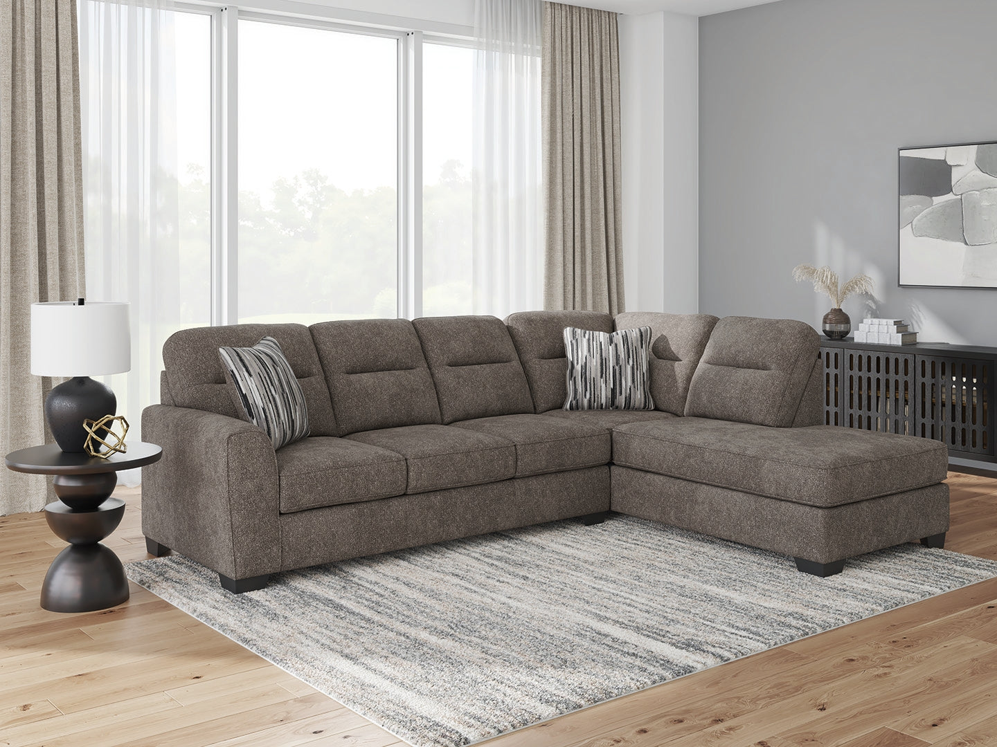 Bradenton Furniture Outlet - Ashley Furniture - Olten Sectional - RAF 2-Piece Sectional with Chaise / Graphite - 31305S1