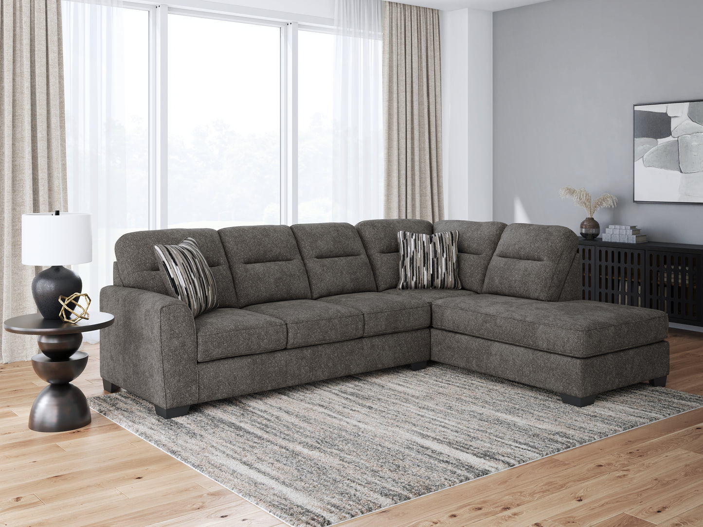 Bradenton Furniture Outlet - Ashley Furniture - Olten Sectional - LAF 2-Piece Sectional with Chaise / Graphite - 31305S2