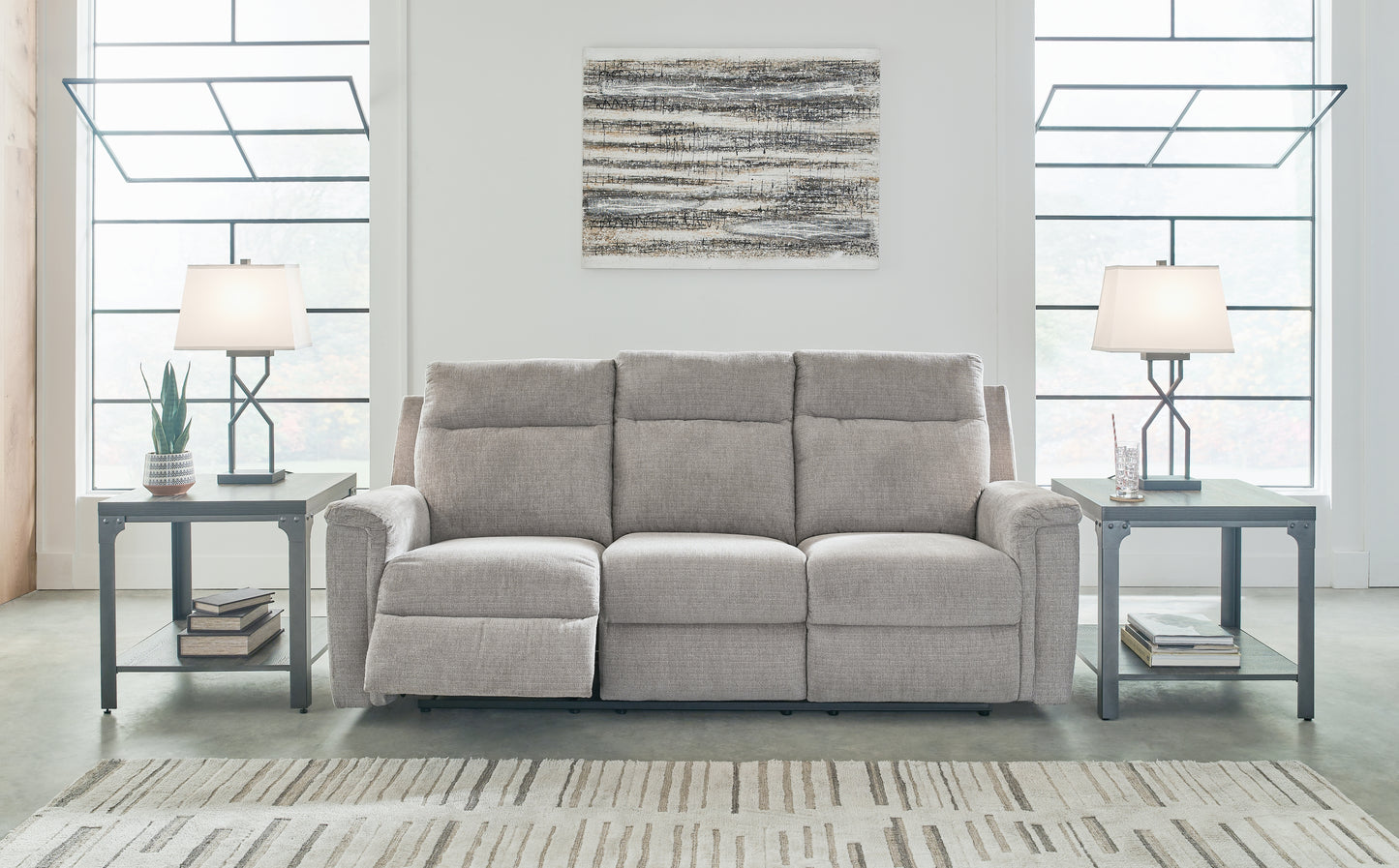 Bradenton Furniture Outlet - Ashley Furniture - Barnsana Living Room - Reclining Power Sofa / Ash - 3320187