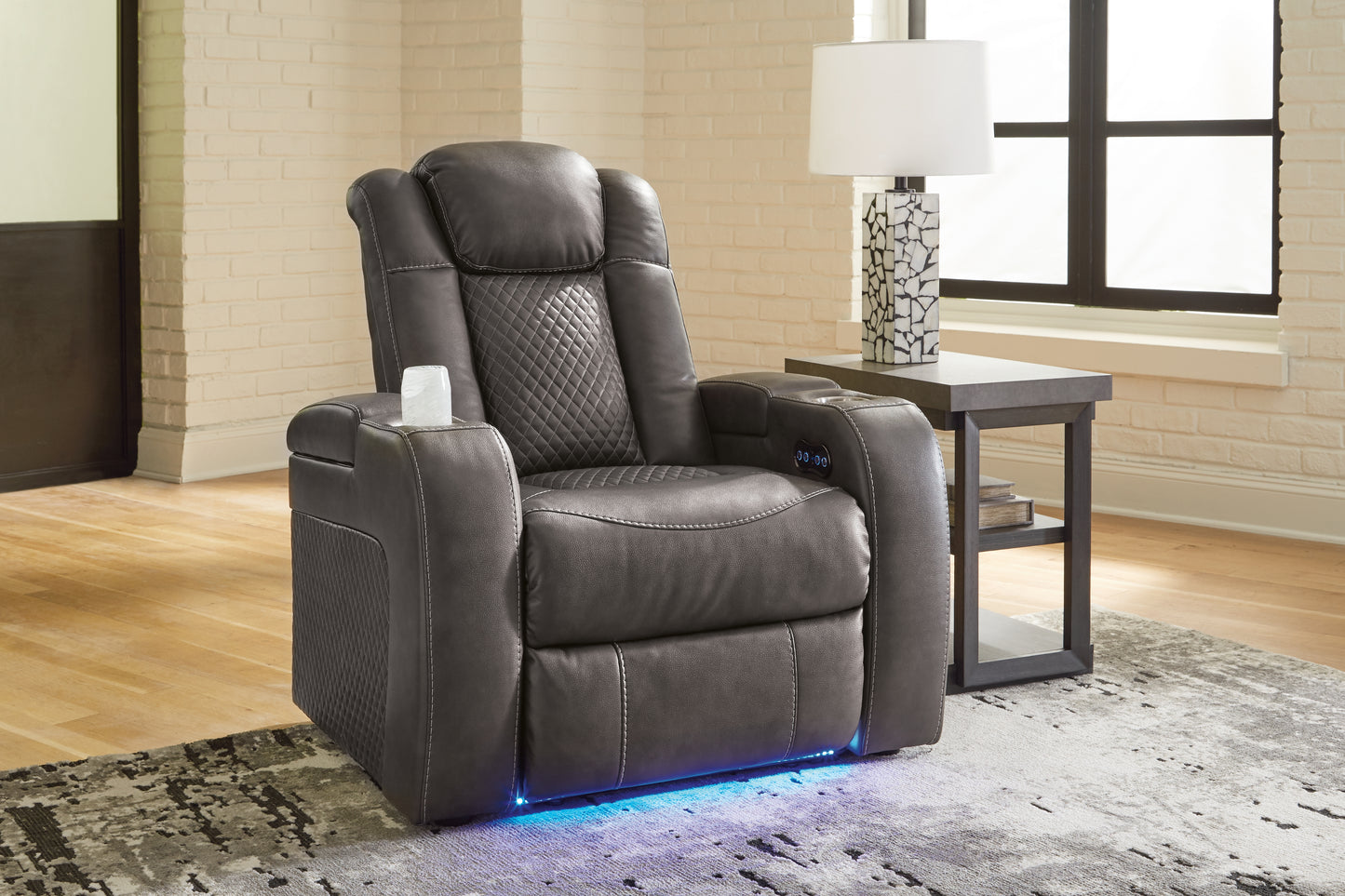 Bradenton Furniture Outlet - Ashley Furniture - Fyne-Dyme Living Room - PWR Recliner/ADJ Headrest / Shadow - 3660213