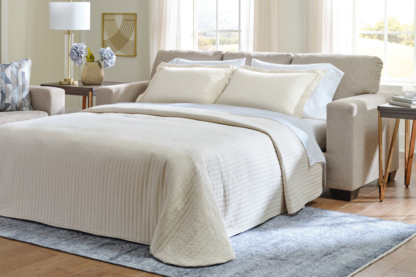 Bradenton Furniture Outlet - Ashley Furniture - Deltona Living Room - Queen Sofa Sleeper / Parchment - 5120439