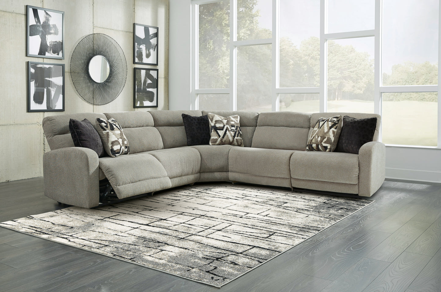 Bradenton Furniture Outlet - Ashley Furniture - Colleyville Sectional - 7-Piece Power Reclining Sectional with Chaise / Stone - 54405S32