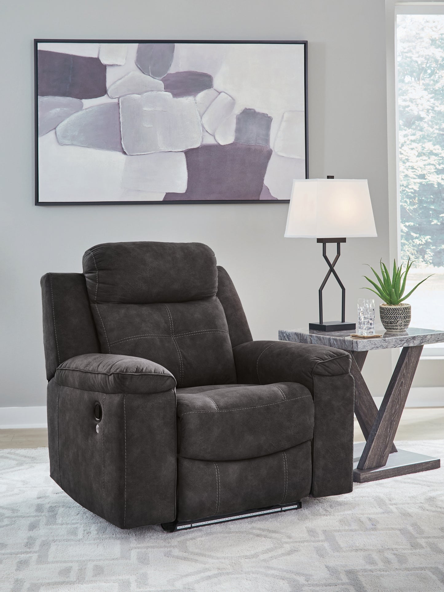Bradenton Furniture Outlet - Ashley Furniture - Brysonview Living Room - Zero Wall Recliner / Charcoal - 6360529