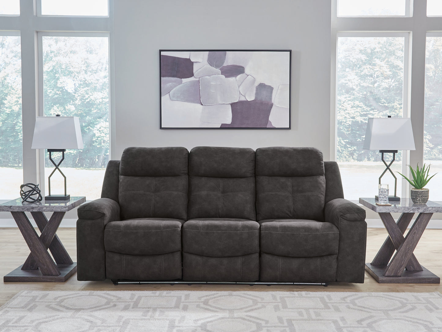 Bradenton Furniture Outlet - Ashley Furniture - Brysonview Living Room - Reclining Sofa / Charcoal - 6360588