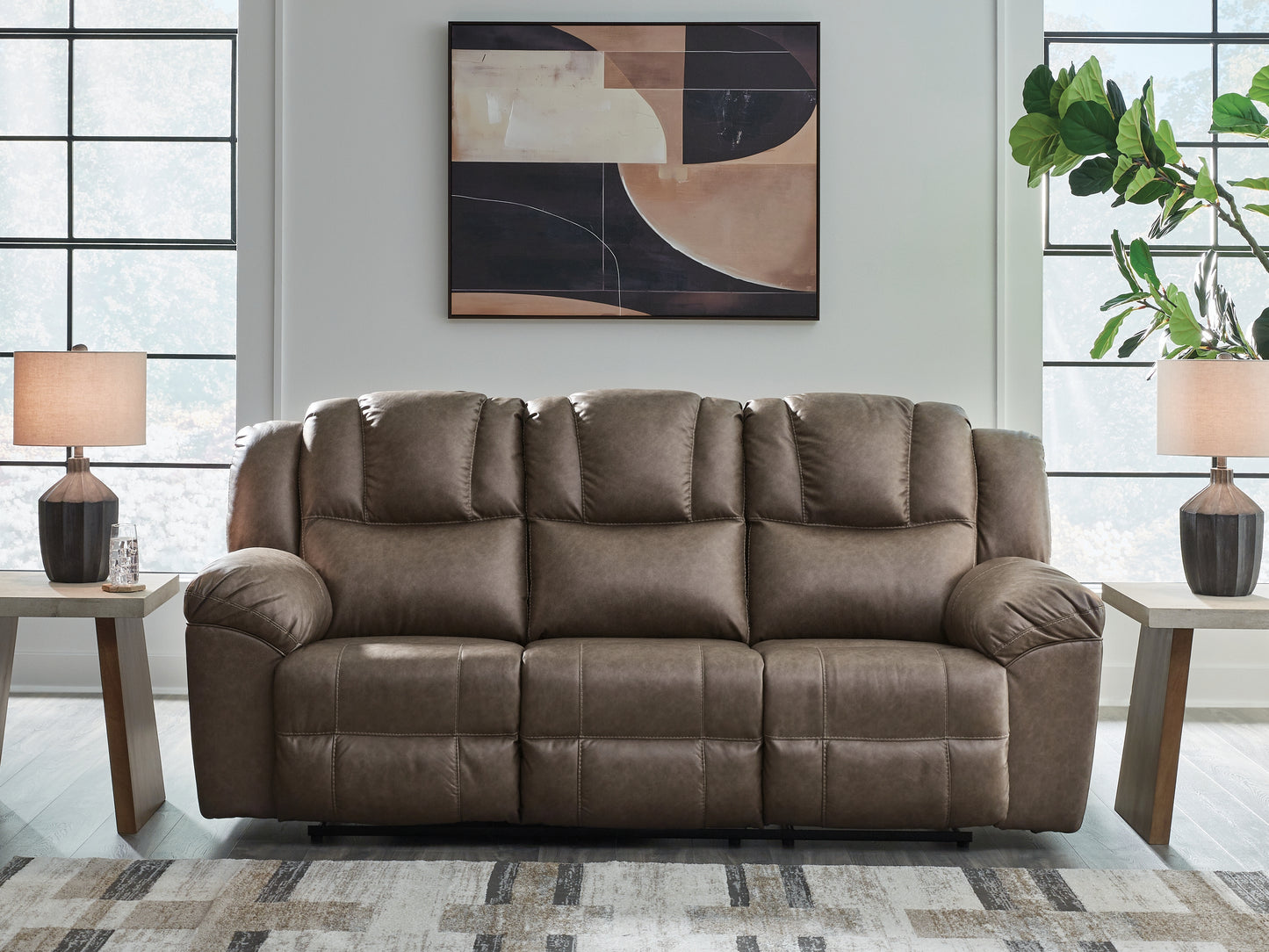 Bradenton Furniture Outlet - Ashley Furniture - Lowilla Living Room - Reclining Sofa / Driftwood - PC6450688