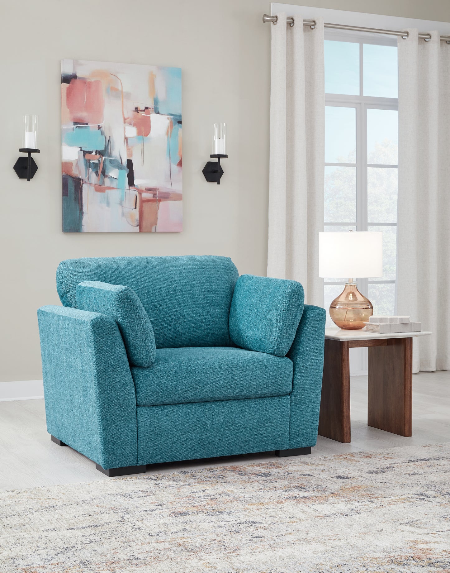 Bradenton Furniture Outlet - Ashley Furniture - Keerwick Living Room - Chair and a Half / Teal - 6750723