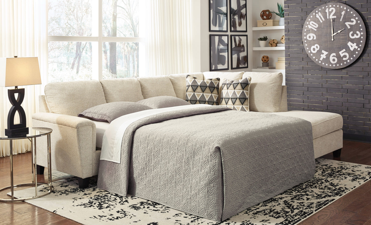 Bradenton Furniture Outlet - Ashley Furniture - Abinger Sectional - LAF 2-Piece Sleeper Sectional with Chaise / Natural - 83904S4
