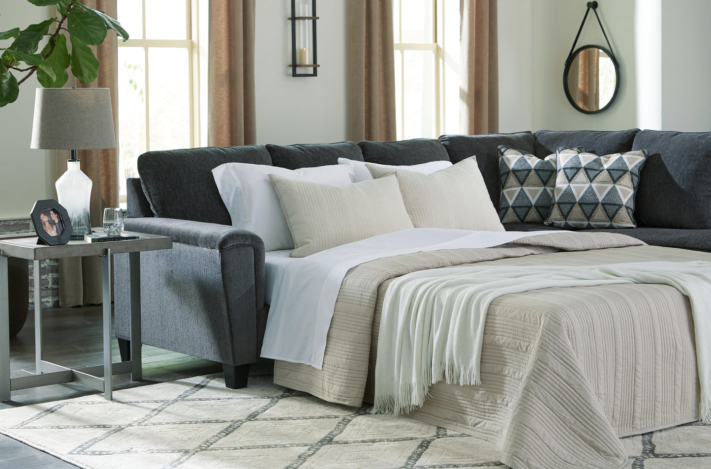 Bradenton Furniture Outlet - Ashley Furniture - Abinger Sectional - LAF 2-Piece Sleeper Sectional with Chaise / Smoke - 83905S4