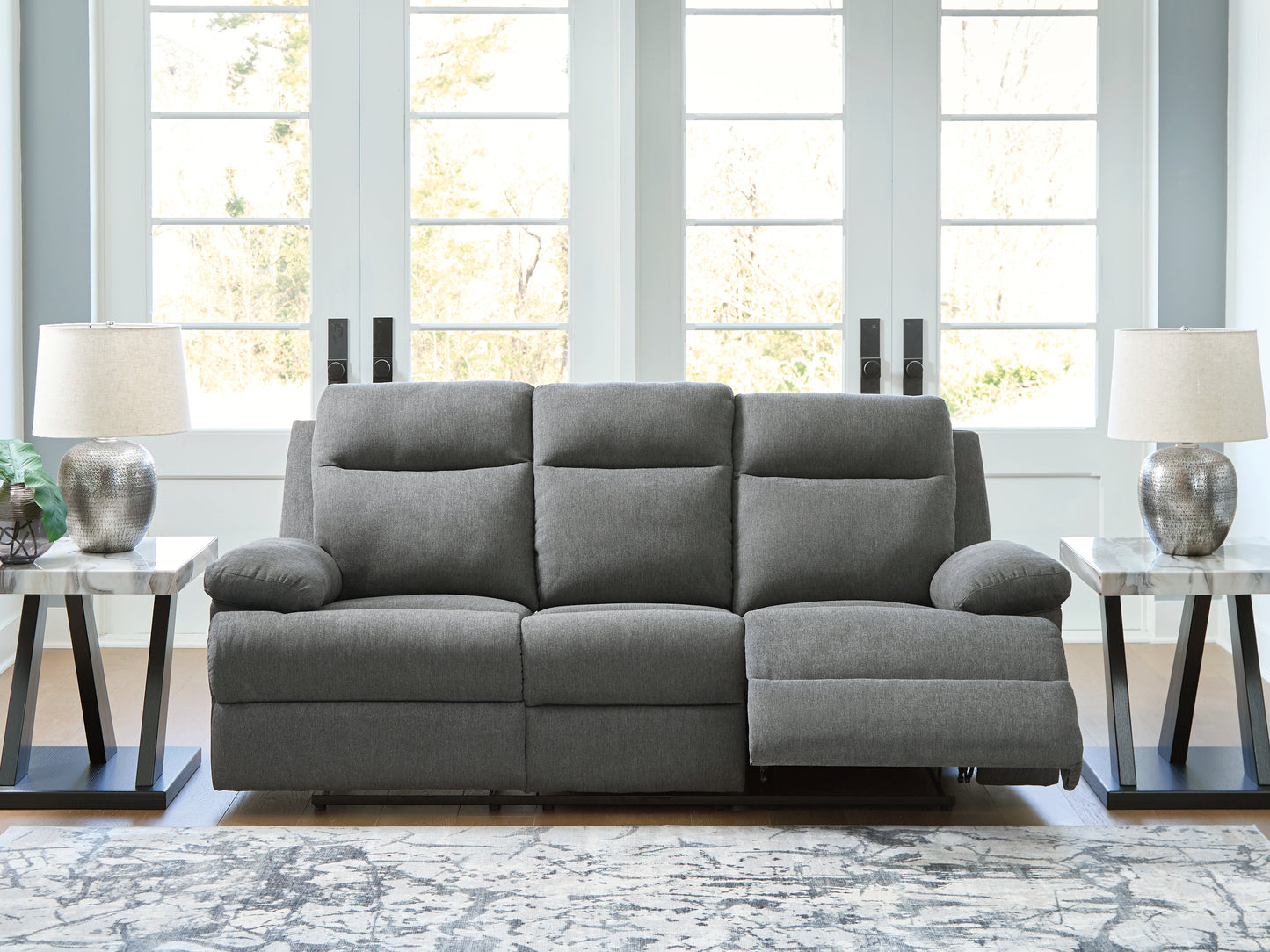Bradenton Furniture Outlet - Ashley Furniture - Side-Swipe Living Room - REC Sofa w/Drop Down Table / Charcoal - PC9140689