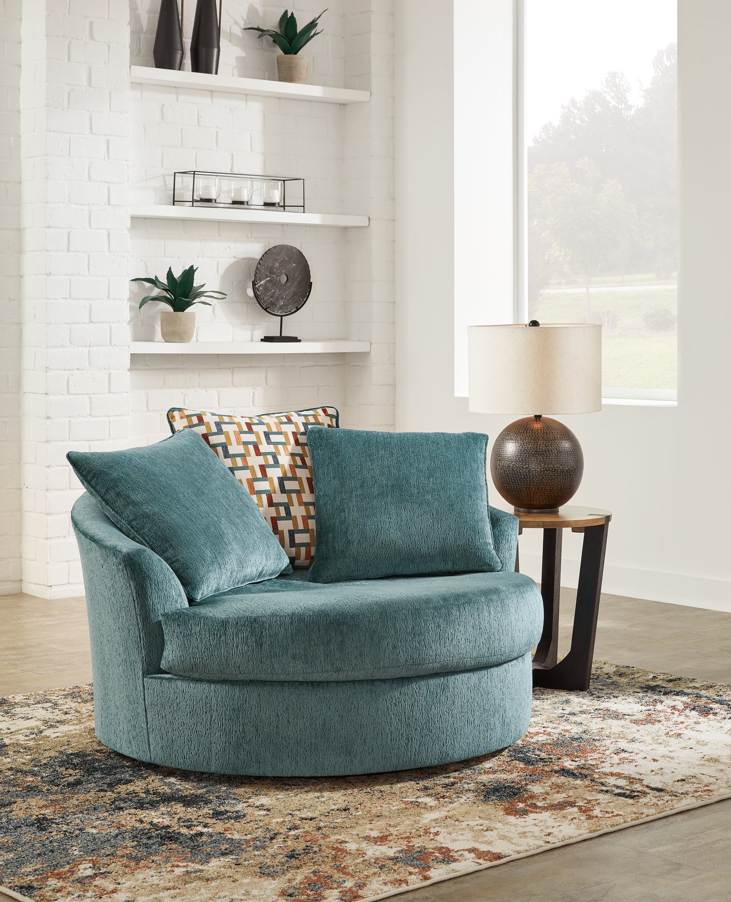 Bradenton Furniture Outlet - Ashley Furniture - Laylabrook Living Room - Oversized Swivel Accent Chair / Teal - 9220621
