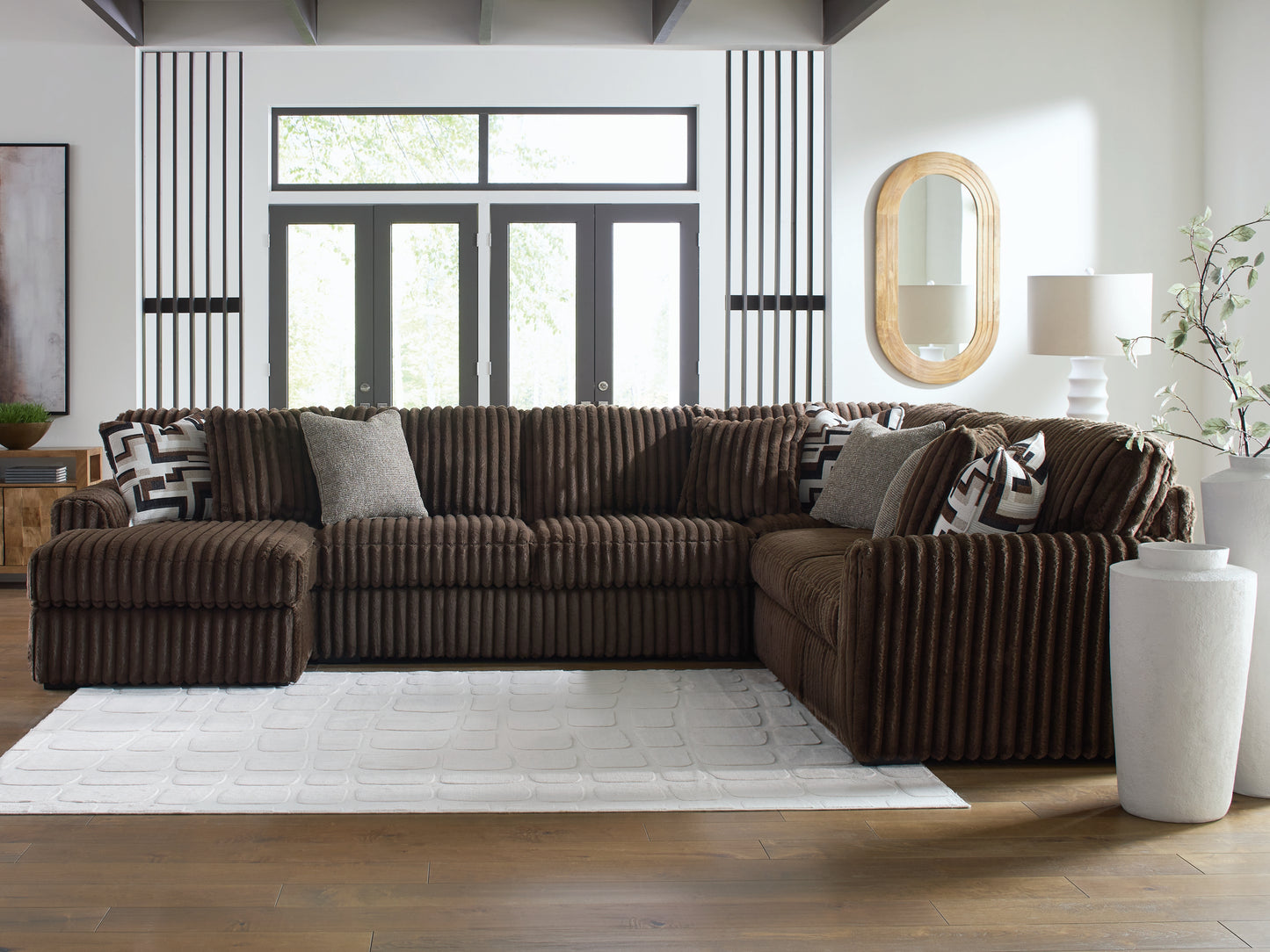 Bradenton Furniture Outlet - Ashley Furniture - Midnight-Madness Sectional - RAF 4-Piece Sectional with Chaise / Chocolate - 98104S4