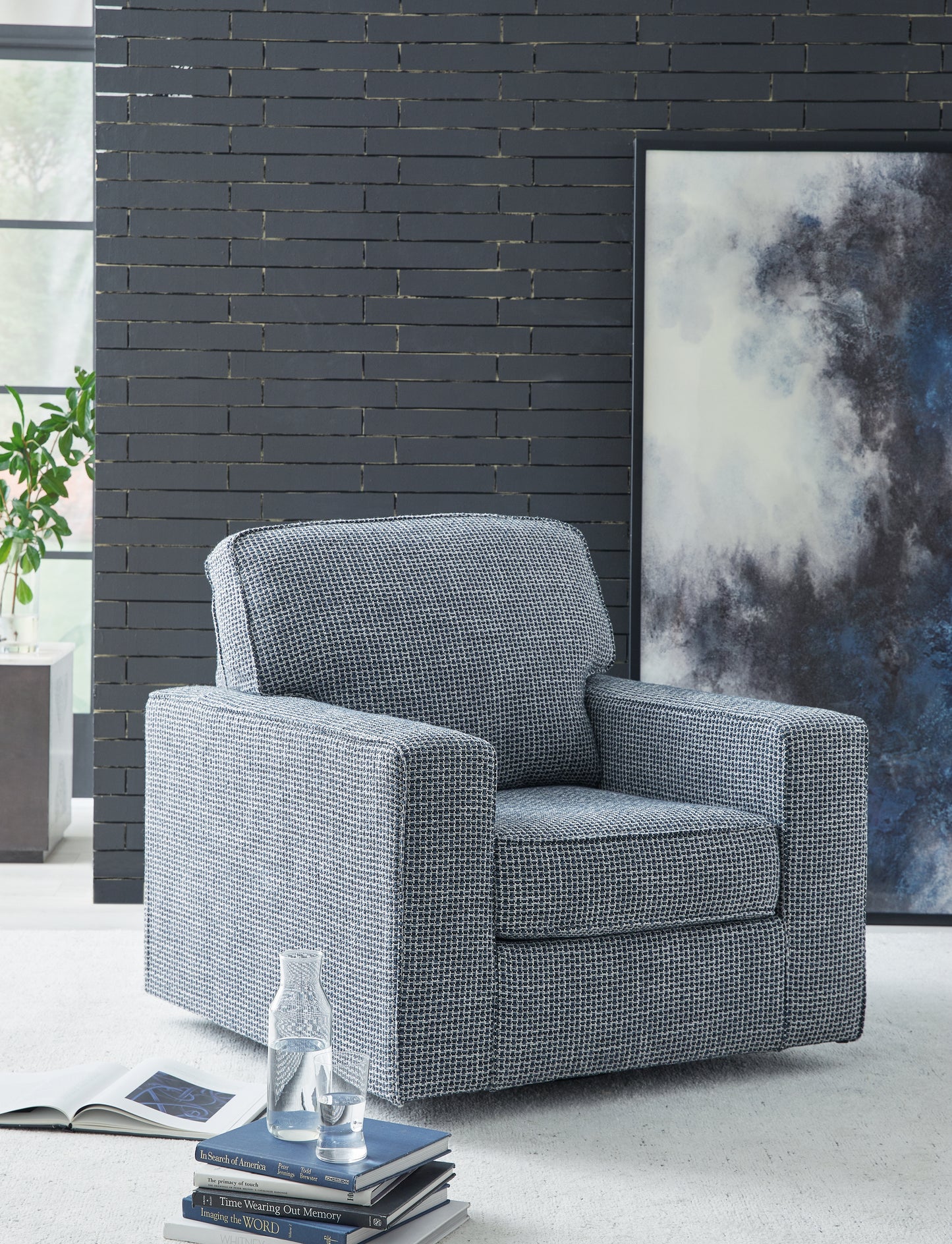 Bradenton Furniture Outlet - Ashley Furniture - Olwenburg Swivel Accent Chair - Swivel Accent Chair / Denim - A3000652