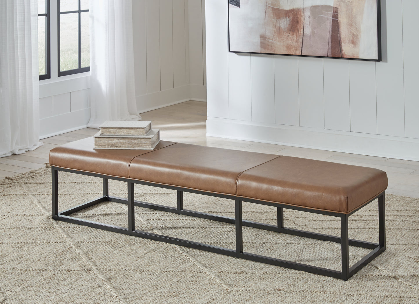 Bradenton Furniture Outlet - Ashley Furniture - Joston Accent Bench - Accent Bench / Caramel / 71"W x 19"D x 16"H - A3000693