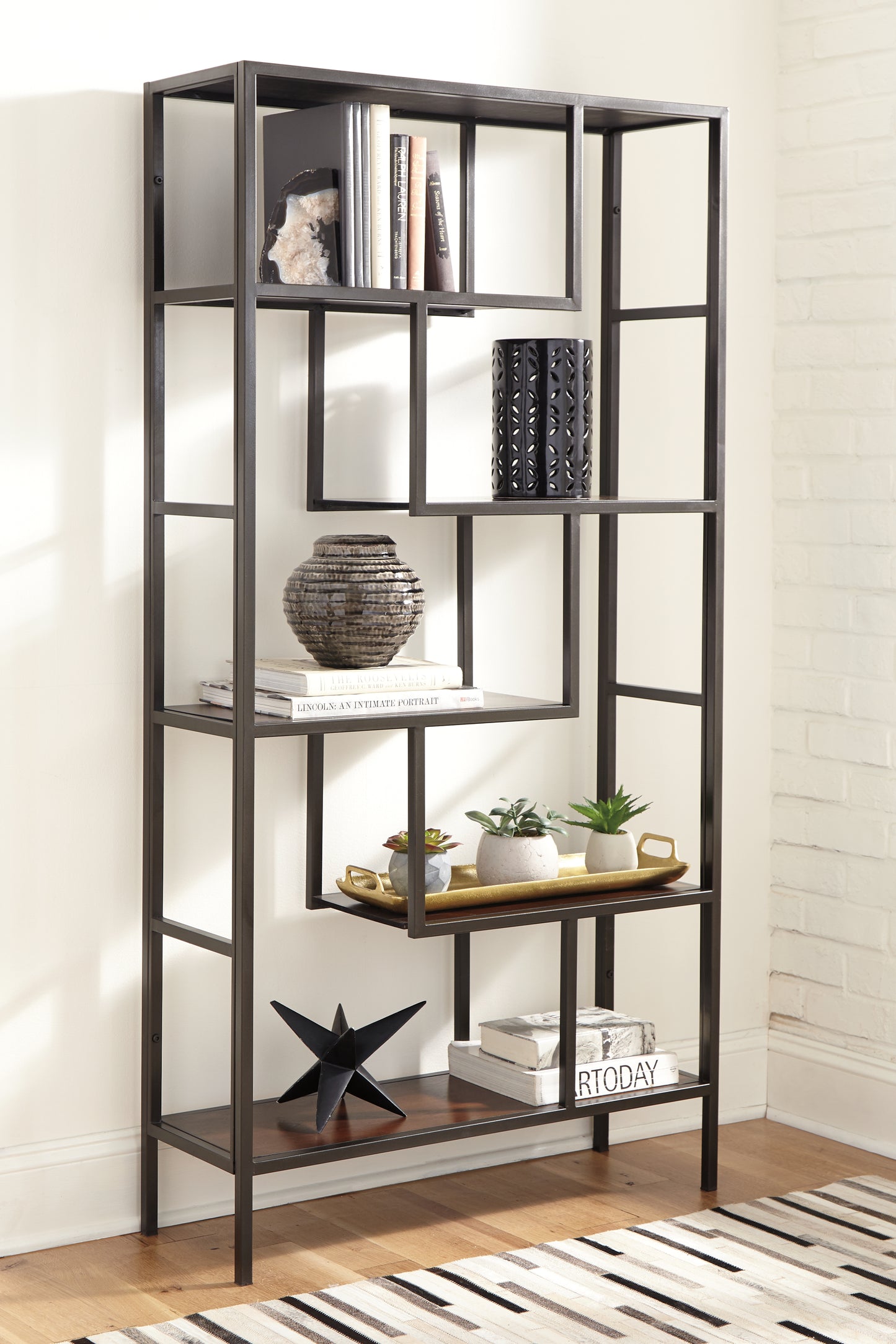 Bradenton Furniture Outlet - Ashley Furniture - Frankwell Bookcase - Bookcase / Brown/Black - A4000021