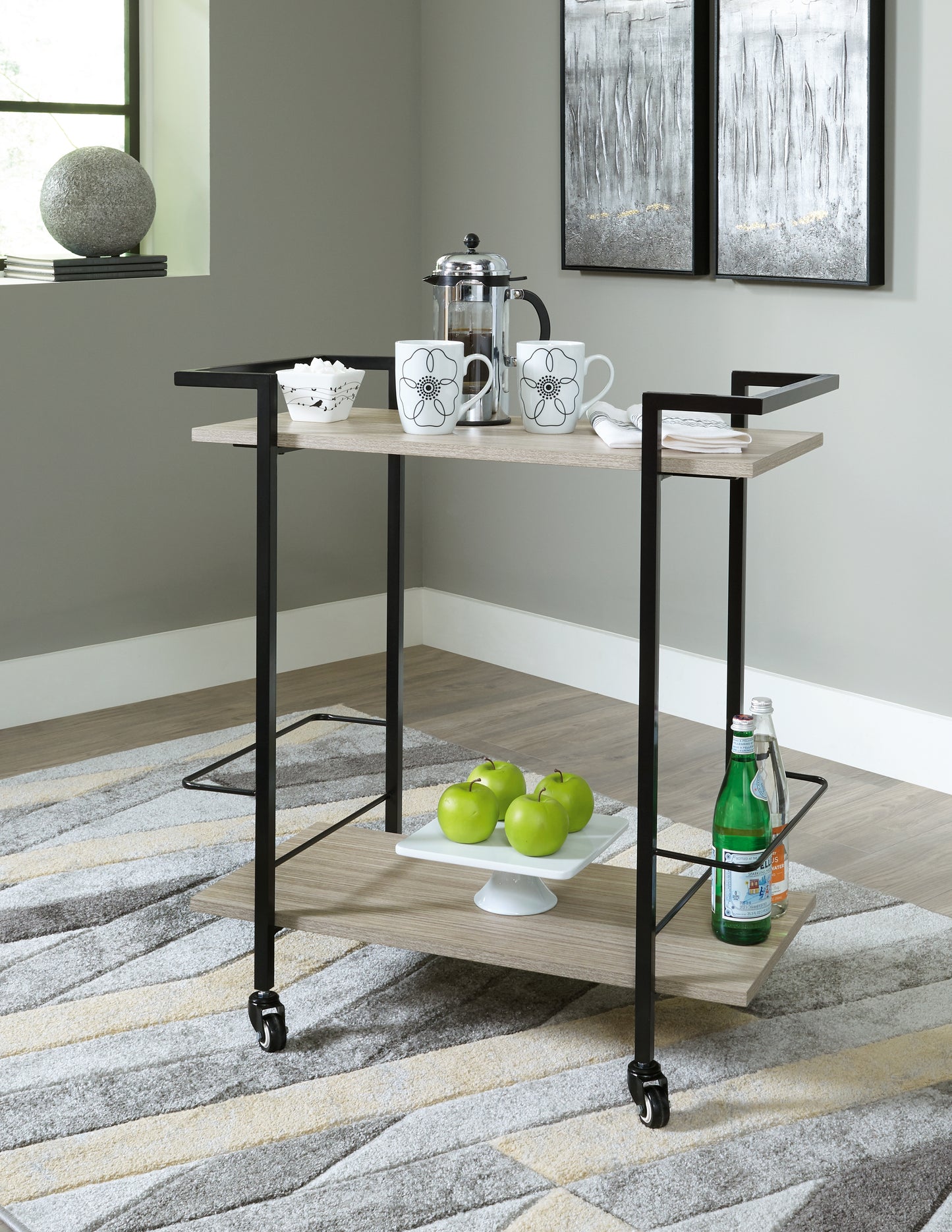 Bradenton Furniture Outlet - Ashley Furniture - Waylowe Bar Cart - Bar Cart / Brown/Black - A4000389