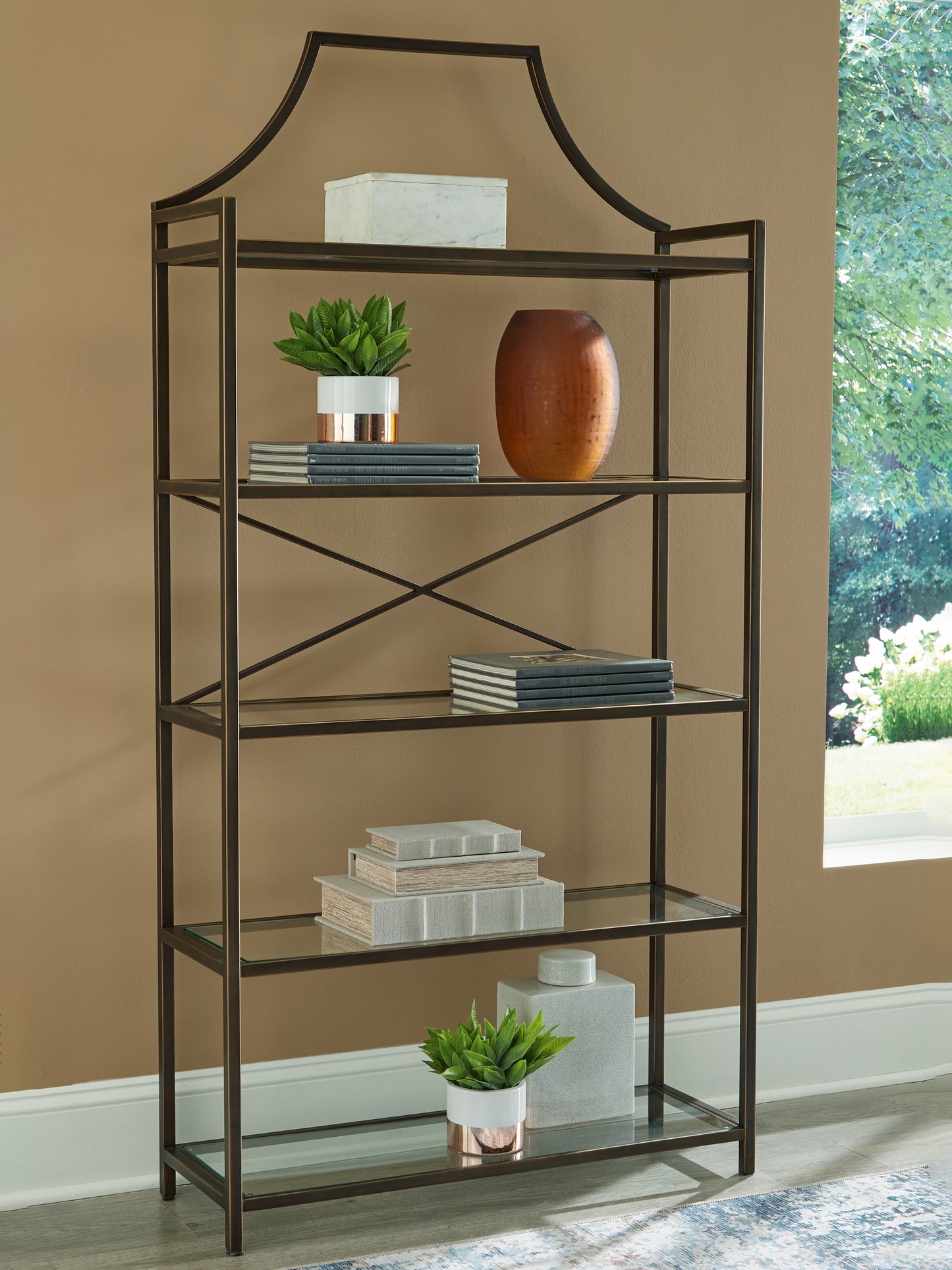 Bradenton Furniture Outlet - Ashley Furniture - Bernonly Bookcase - Bookcase / Antique Bronze Finish - A4000556