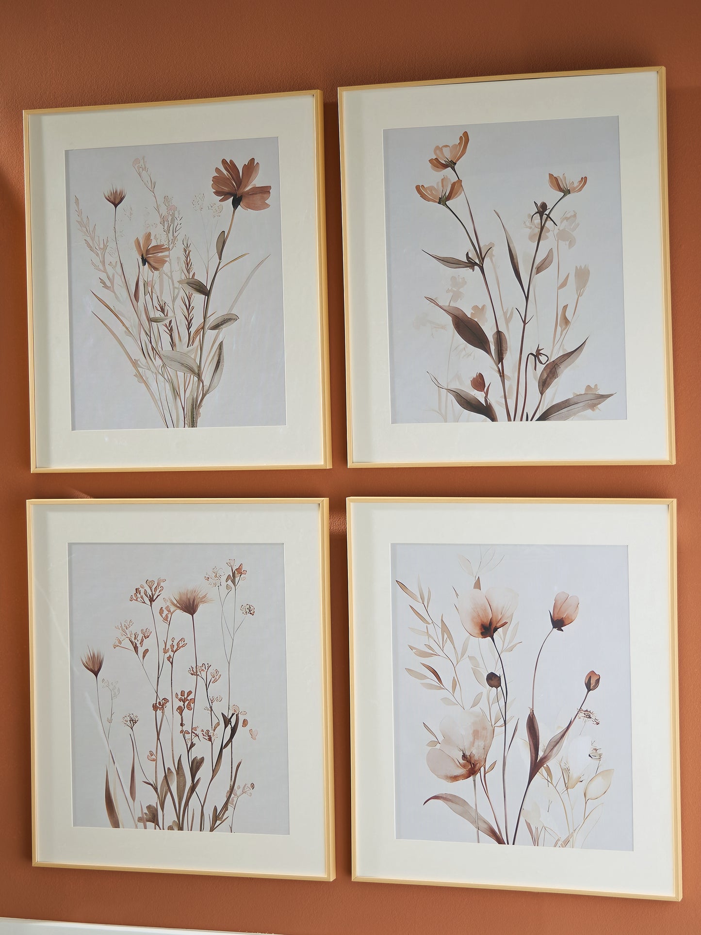 Bradenton Furniture Outlet - Ashley Furniture - Chettings Wall Decor - Wall Art Set (4/CN) / Beige/Gray/Blush - A8000469
