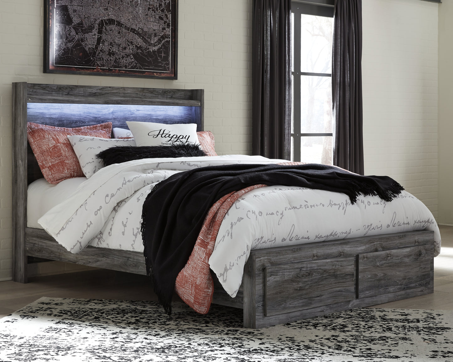 Bradenton Furniture Outlet - Ashley Furniture - Baystorm Bedroom - Queen Panel Bed with 2 Storage Drawers / Gray - B221B5