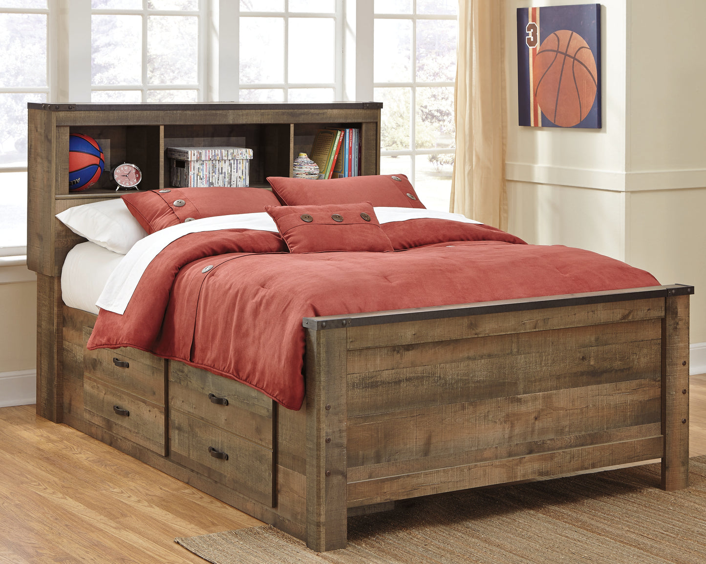 Bradenton Furniture Outlet - Ashley Furniture - Trinell Bedroom - Full Panel Bed with 2 Storage Drawers / Brown - B446B10