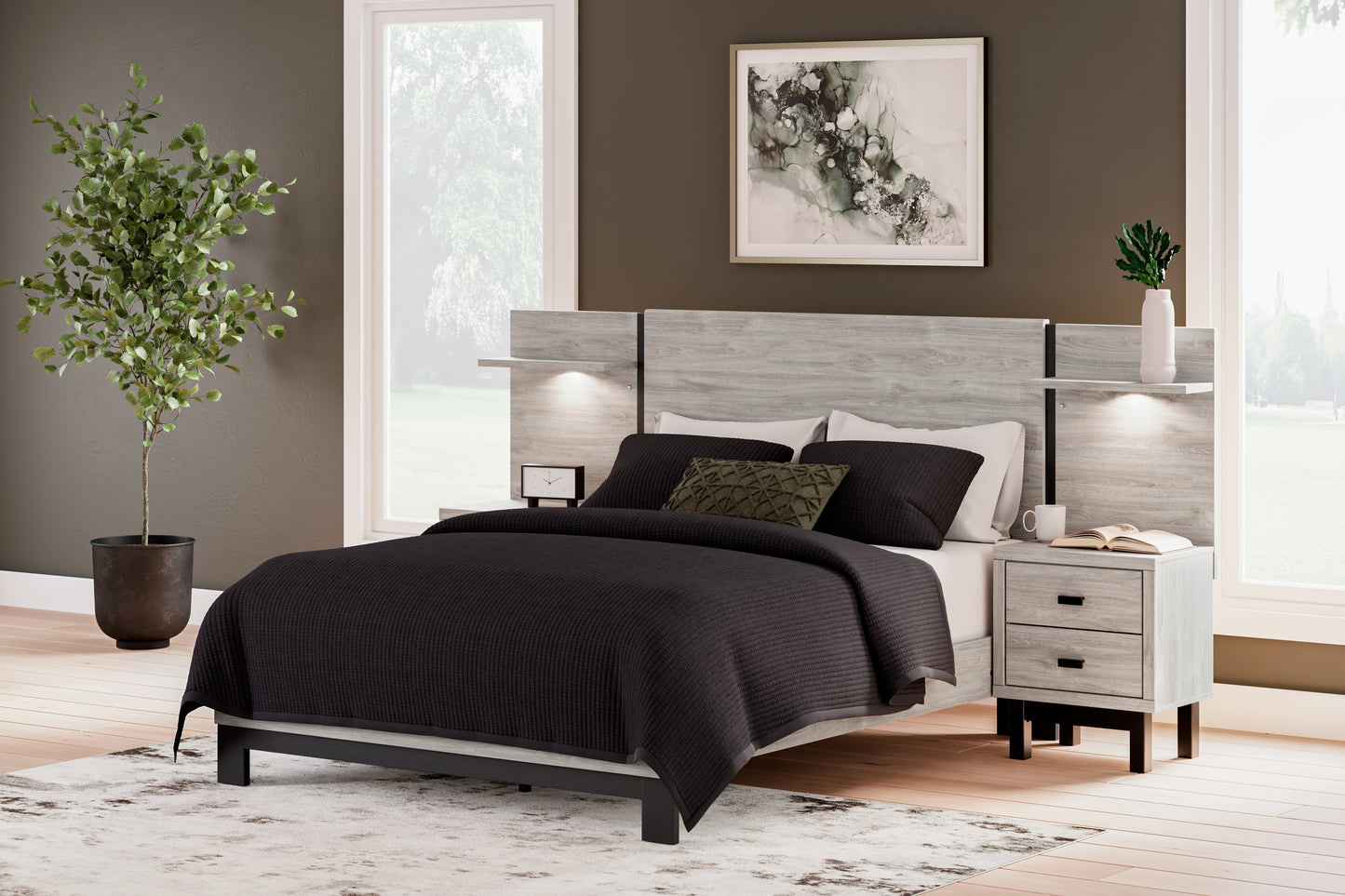 Bradenton Furniture Outlet - Ashley Furniture - Vessalli Bedroom - Queen Panel Bed with Extensions / Gray - B1036B5