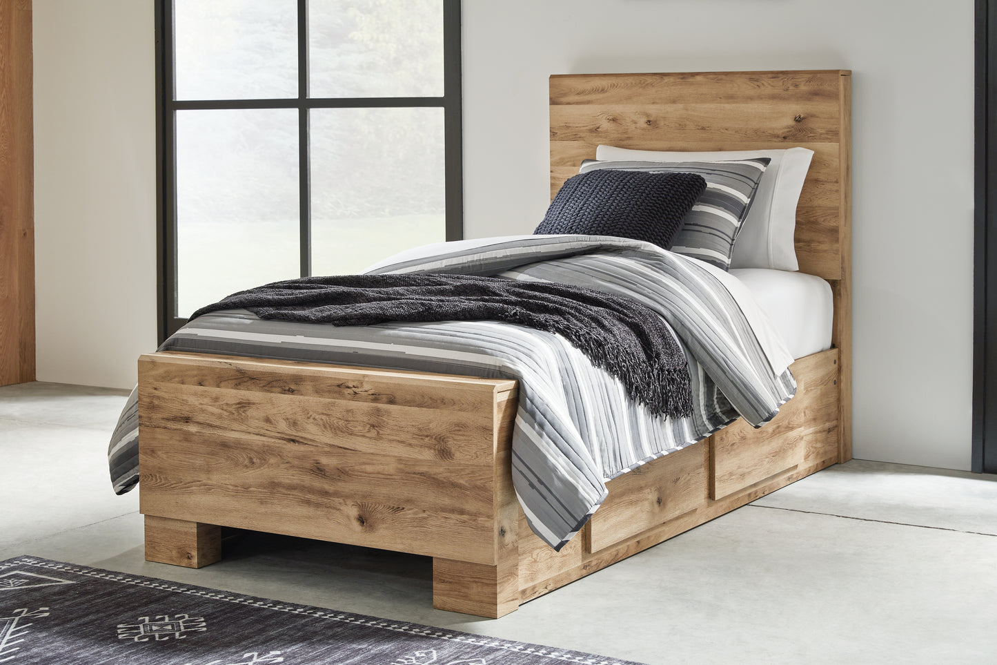 Bradenton Furniture Outlet - Ashley Furniture - Hyanna Bedroom - Twin Panel Bed with 1 Side Storage / Tan Brown - B1050B24