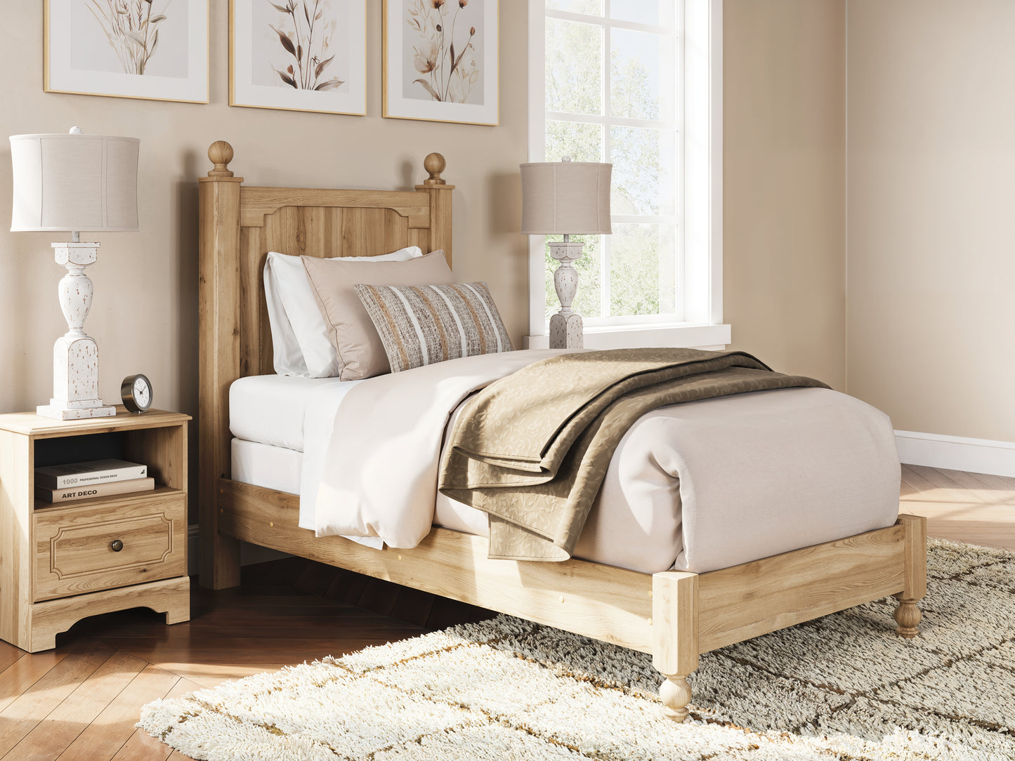 Bradenton Furniture Outlet - Ashley Furniture - Aleaport Bedroom - Twin Panel Bed / Warm Brown - PCB1075B2