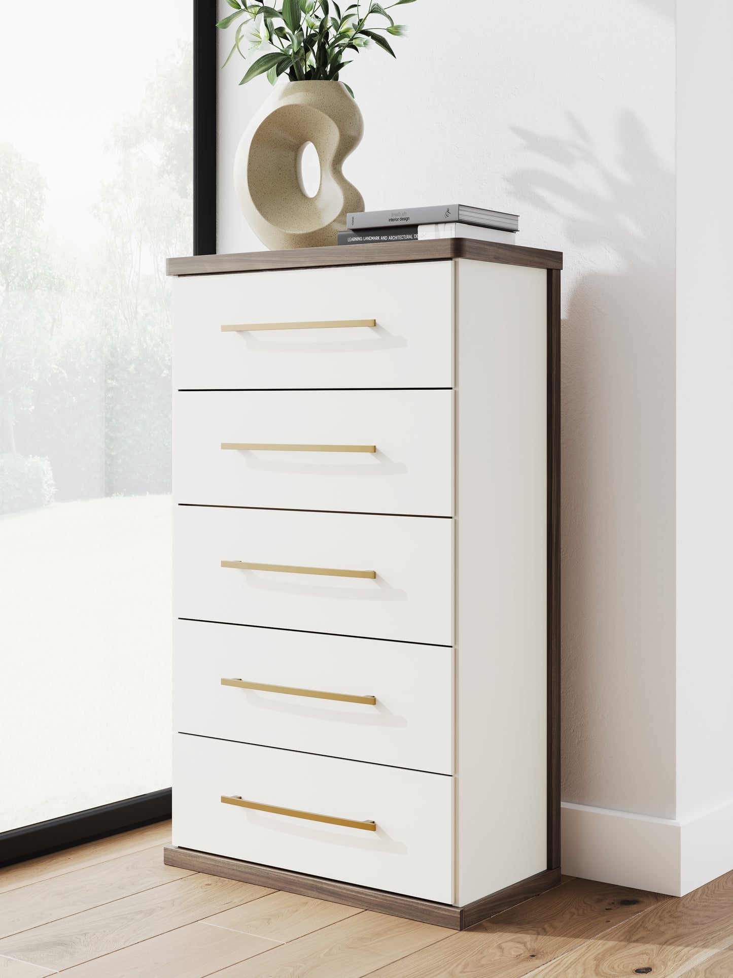 Bradenton Furniture Outlet - Ashley Furniture - Kendanport Bedroom - Five Drawer Chest / Brown/White - PCB1108-46