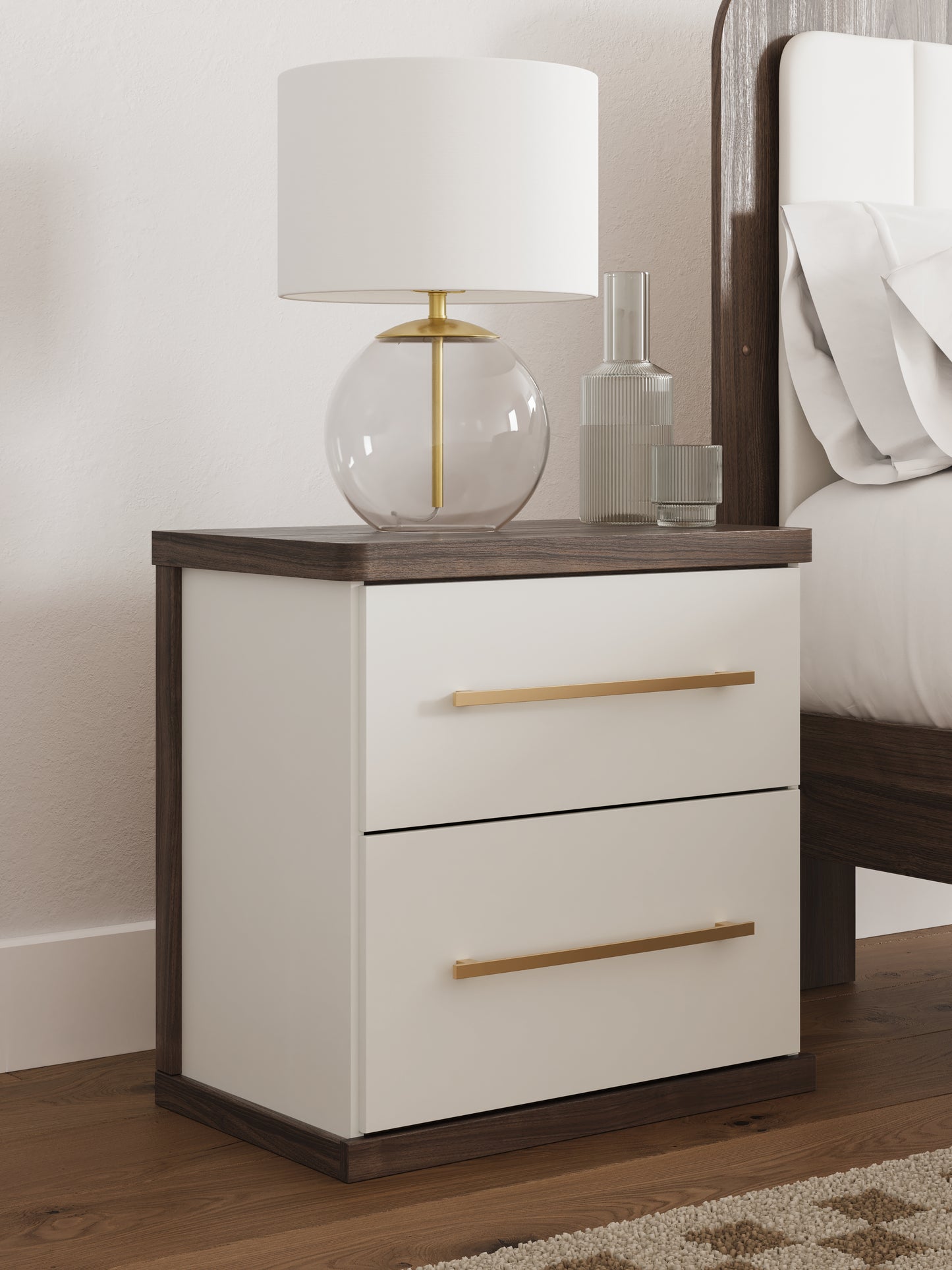 Bradenton Furniture Outlet - Ashley Furniture - Kendanport Bedroom - Two Drawer Night Stand / Brown/White - PCB1108-92