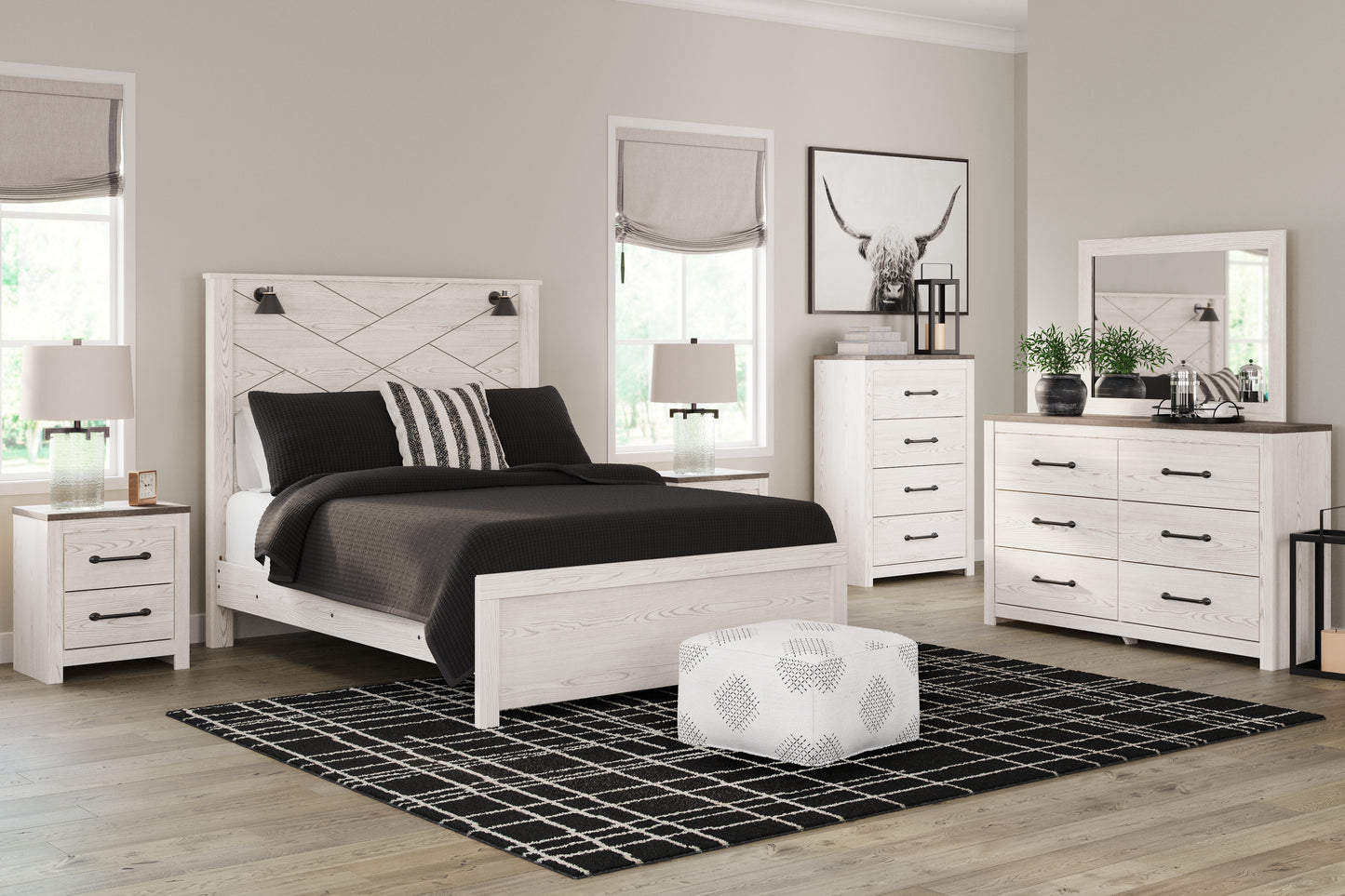 Bradenton Furniture Outlet - Ashley Furniture - Gerridan Bedroom - Dresser and Mirror / White/Gray - B1190B1