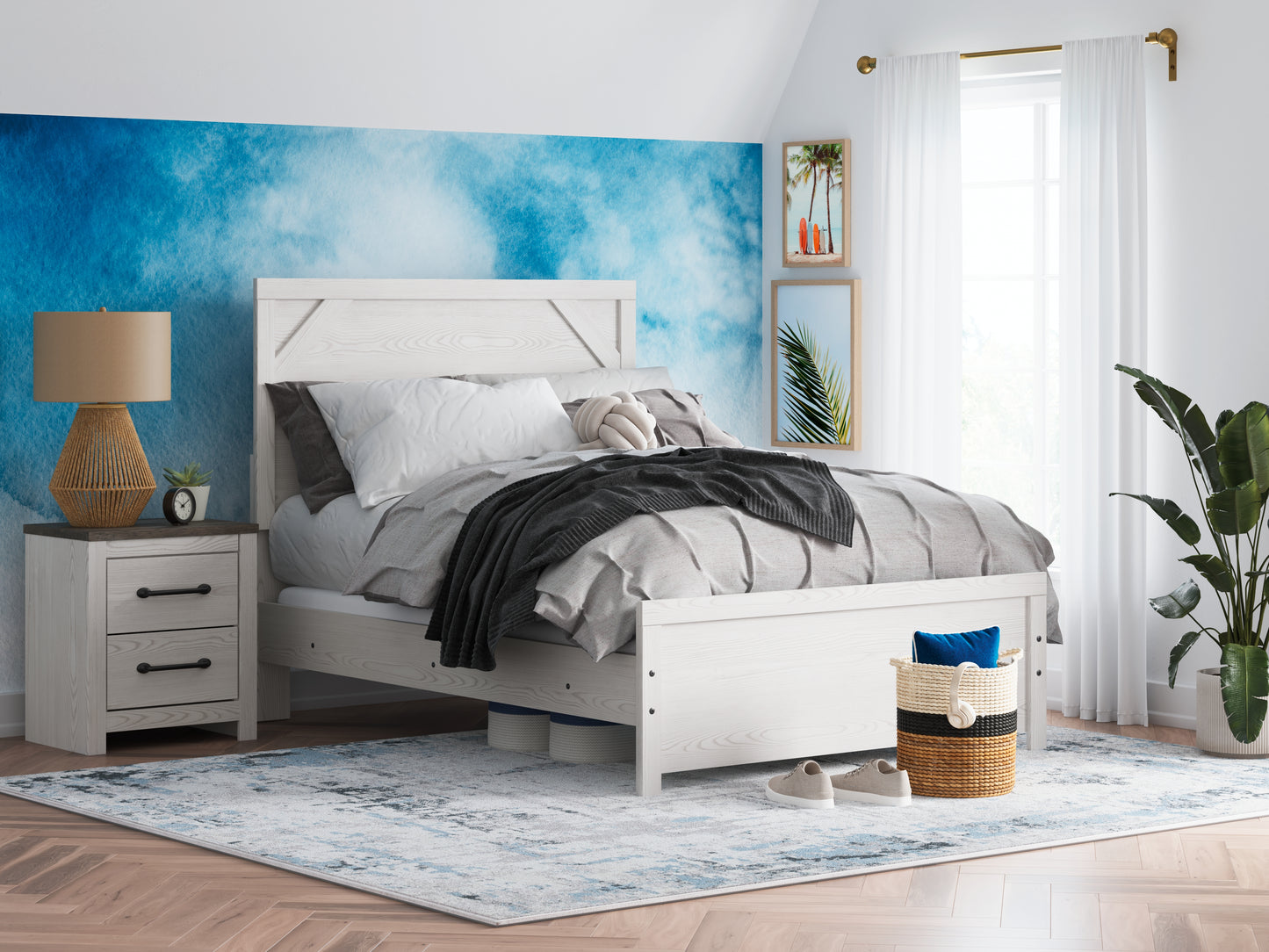 Bradenton Furniture Outlet - Ashley Furniture - Gerridan Bedroom - Full Panel Bed / White/Gray - B1190B4