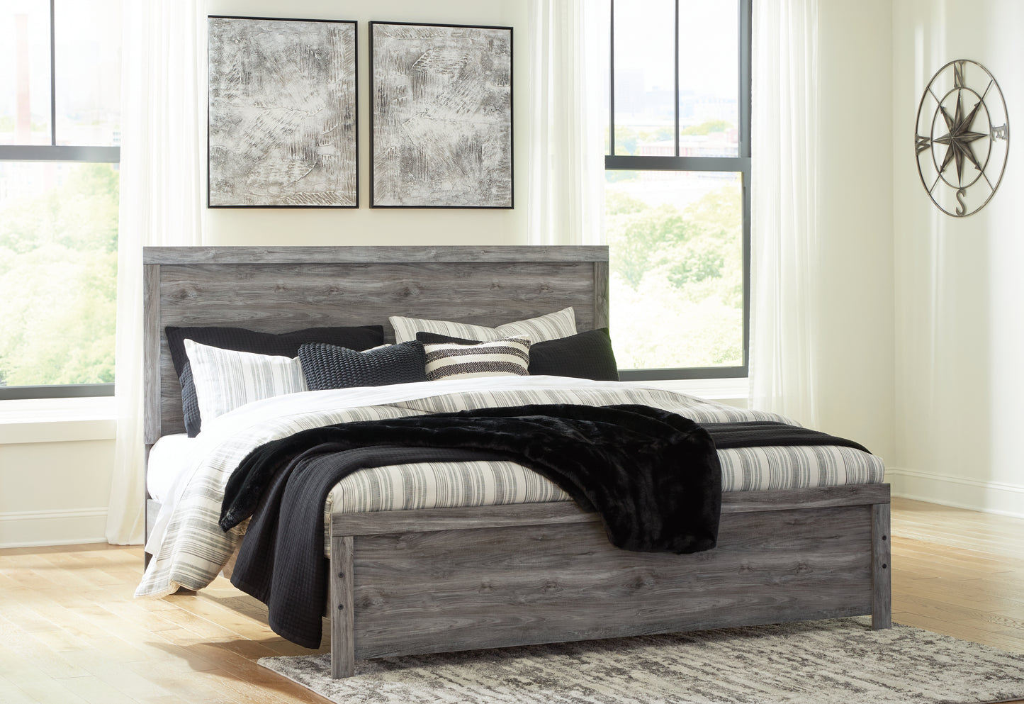 Bradenton Furniture Outlet - Ashley Furniture - Bronyan Bedroom - King Panel Bed / Dark Gray - B1290B4
