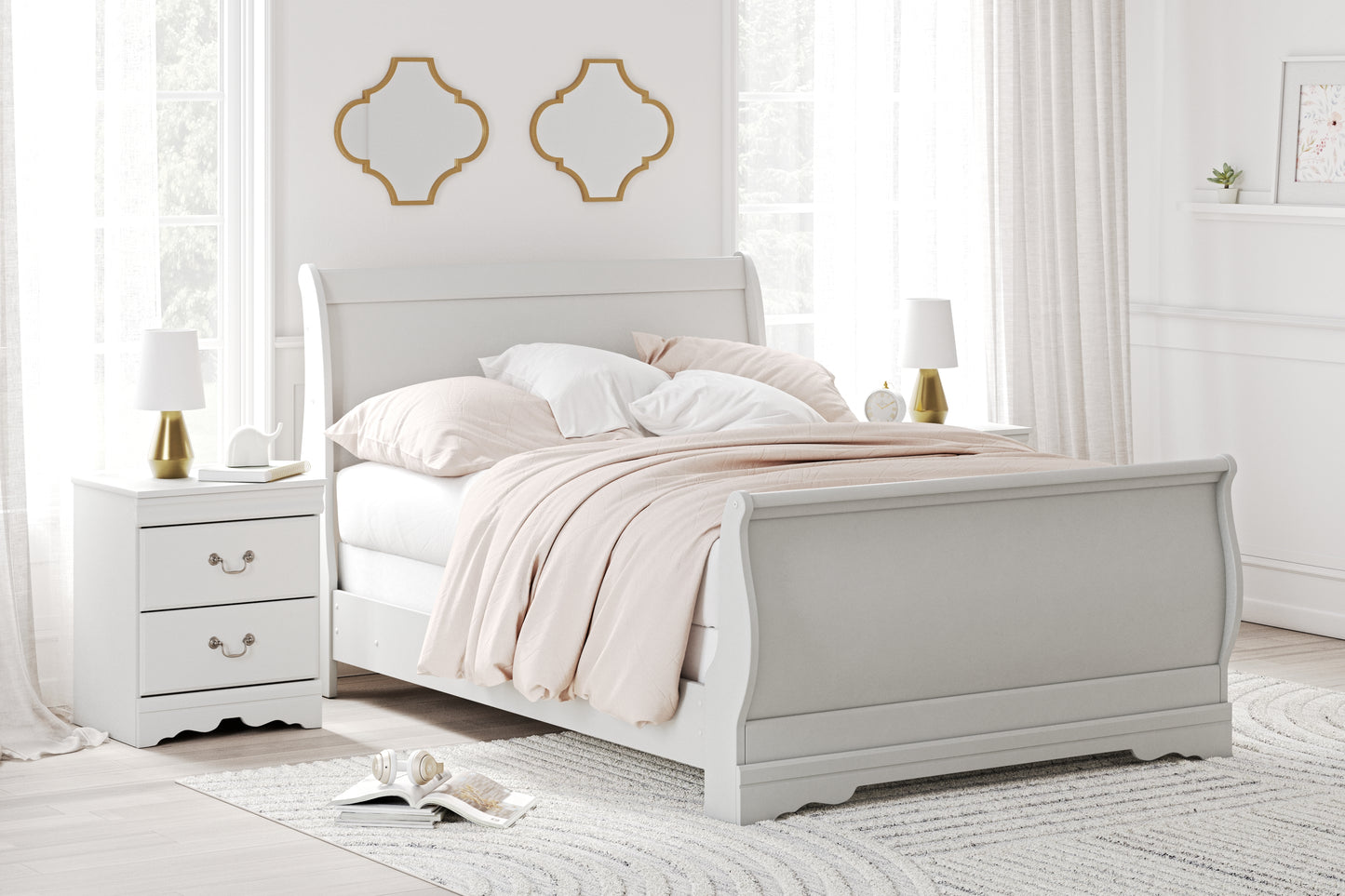 Bradenton Furniture Outlet - Ashley Furniture - Anarasia Bedroom - Full Sleigh Bed / White - B129B2