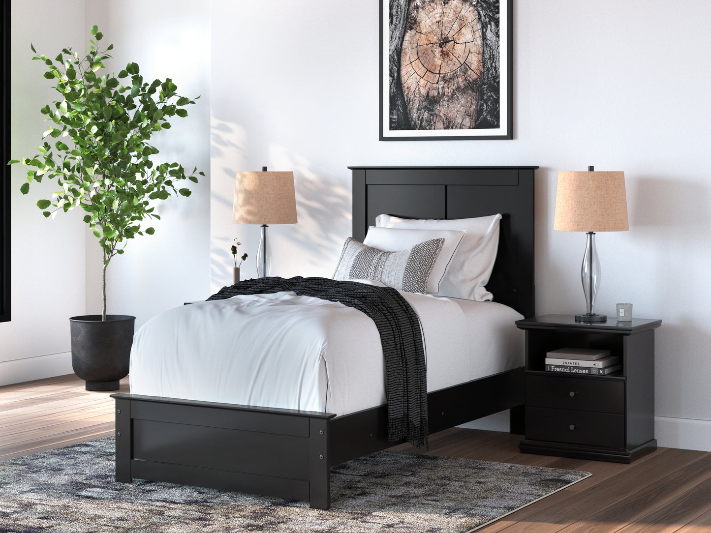 Bradenton Furniture Outlet - Ashley Furniture - Maribel Bedroom - Twin Panel Bed / Black - B138B51