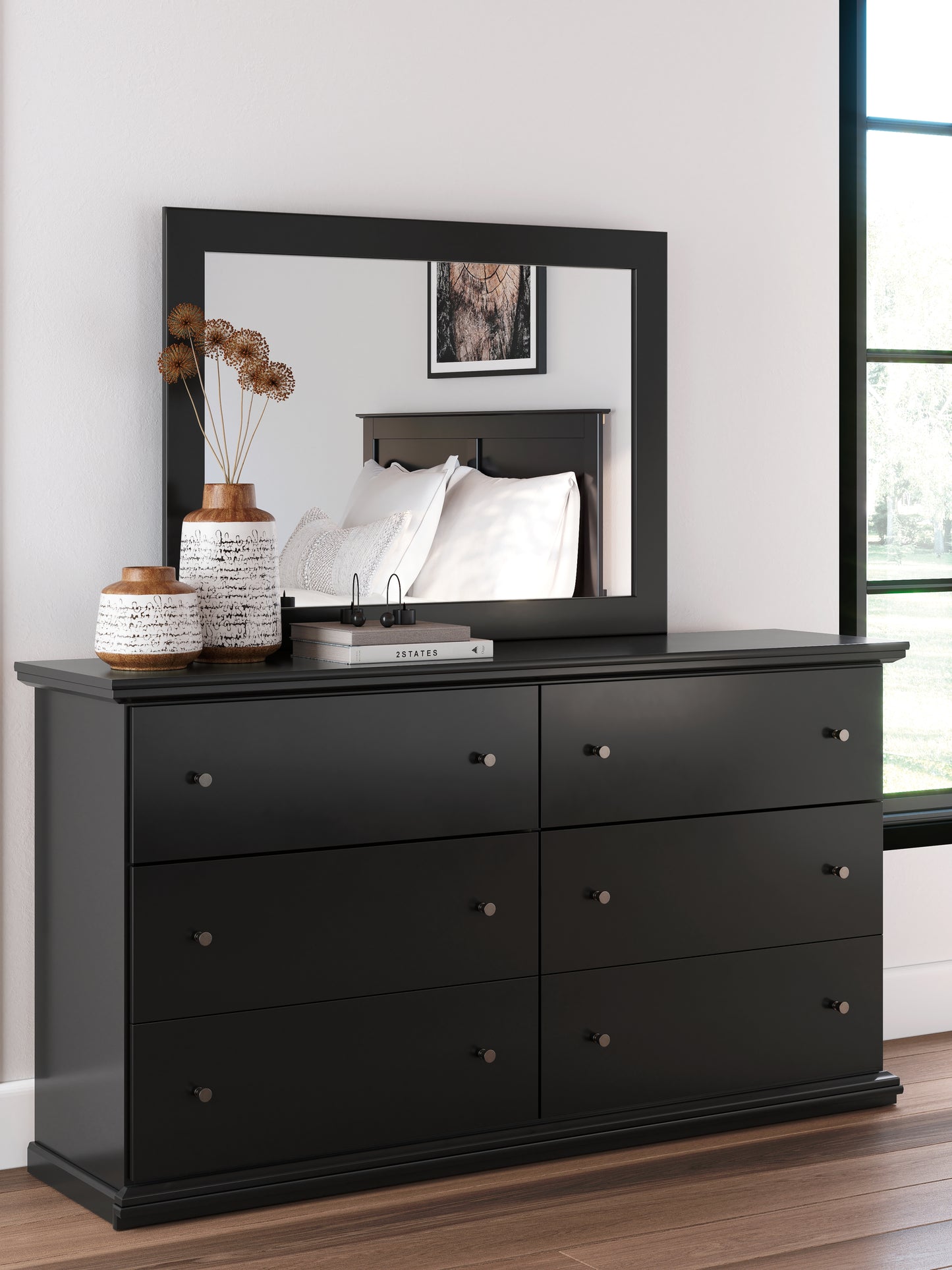 Bradenton Furniture Outlet - Ashley Furniture - Maribel Bedroom - Dresser and Mirror / Black - B138B50
