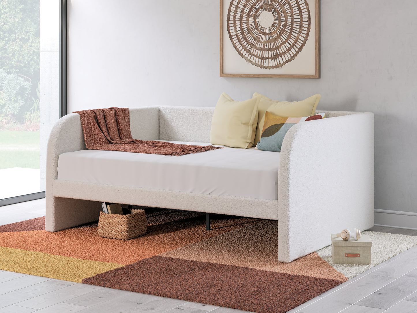 Bradenton Furniture Outlet - Ashley Furniture - Arloster Bedroom - Full Upholstered Day Bed / Tan/White - PCB1566B10