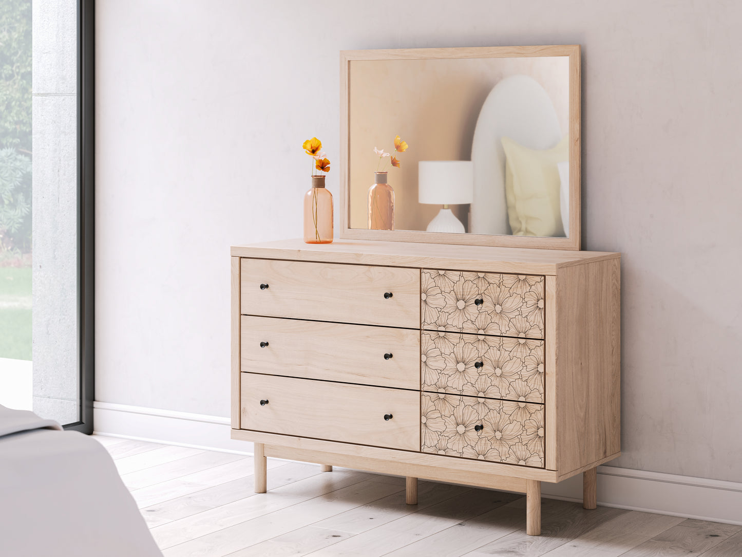 Bradenton Furniture Outlet - Ashley Furniture - Arloster Bedroom - Dresser and Mirror / Tan - PCB1566B1