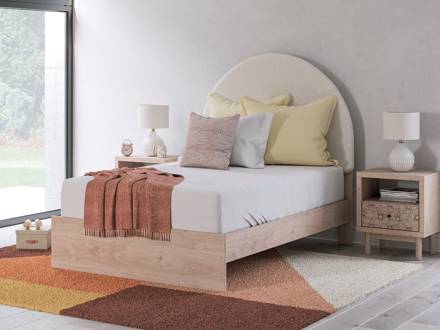 Bradenton Furniture Outlet - Ashley Furniture - Arloster Bedroom - Full Upholstered Panel Bed / Tan/White - PCB1566B3