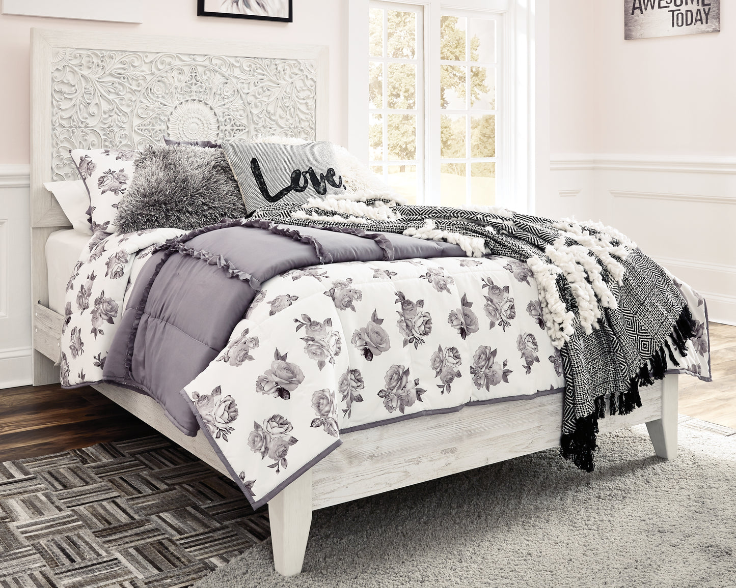 Bradenton Furniture Outlet - Ashley Furniture - Paxberry Bedroom - Full Panel Bed / Whitewash - B181B2