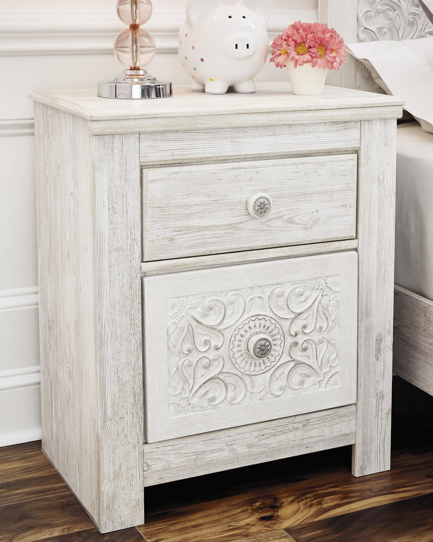 Bradenton Furniture Outlet - Ashley Furniture - Paxberry Bedroom - Two Drawer Night Stand / Whitewash - B181-92