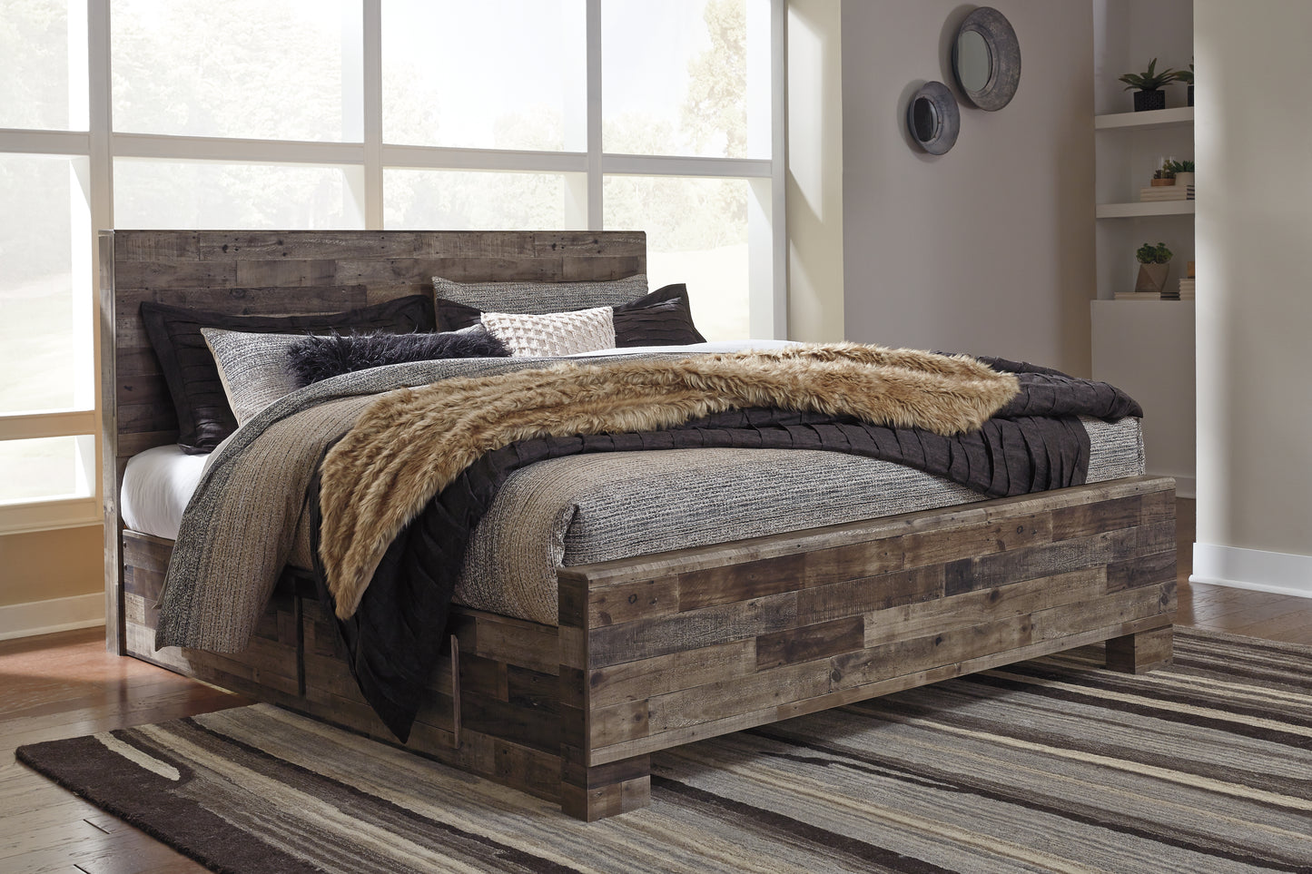 Bradenton Furniture Outlet - Ashley Furniture - Derekson Bedroom - Queen Panel Bed with 2 Side Storage / Multi Gray - B200B43