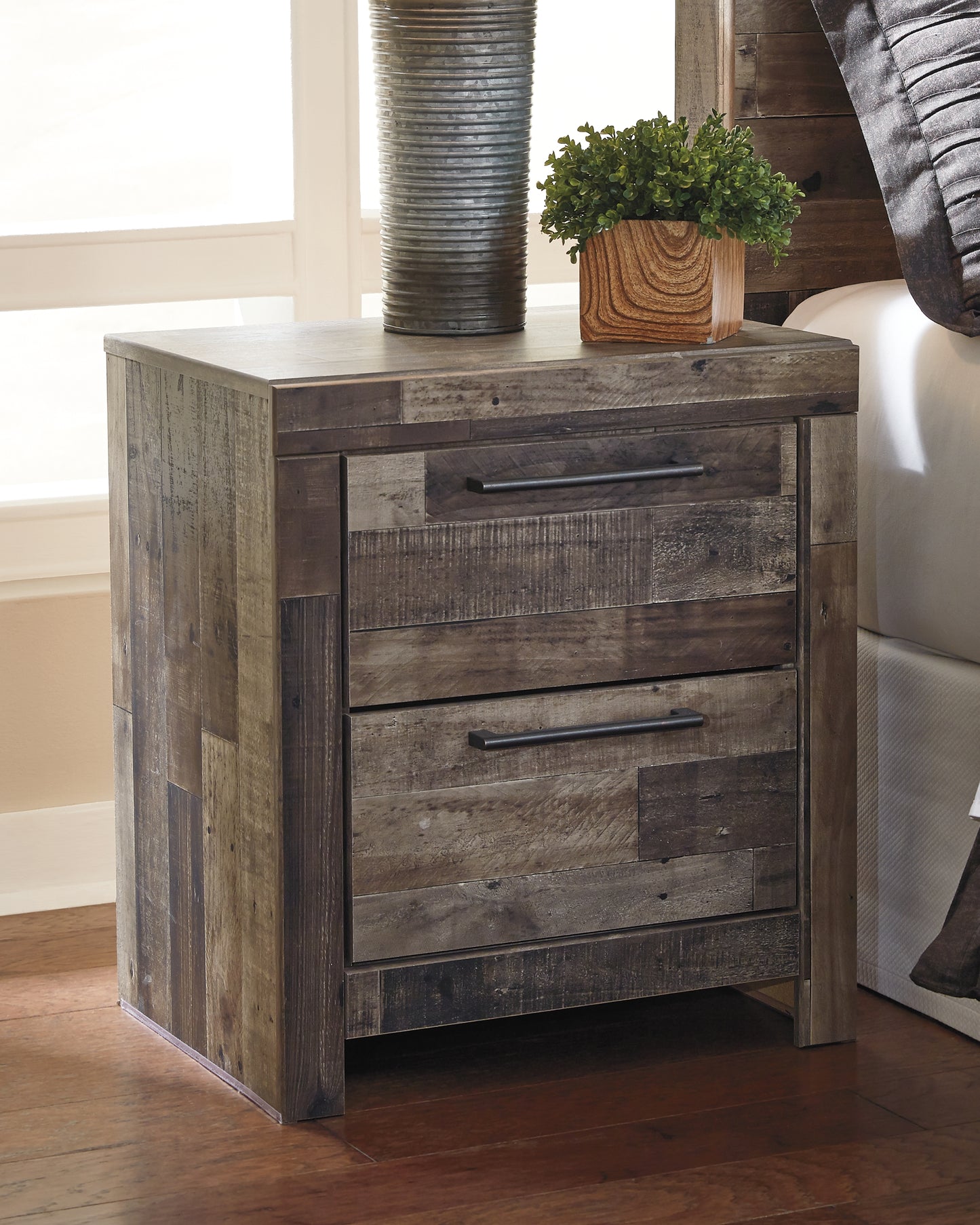 Bradenton Furniture Outlet - Ashley Furniture - Derekson Bedroom - Two Drawer Night Stand / Multi Gray - B200-92