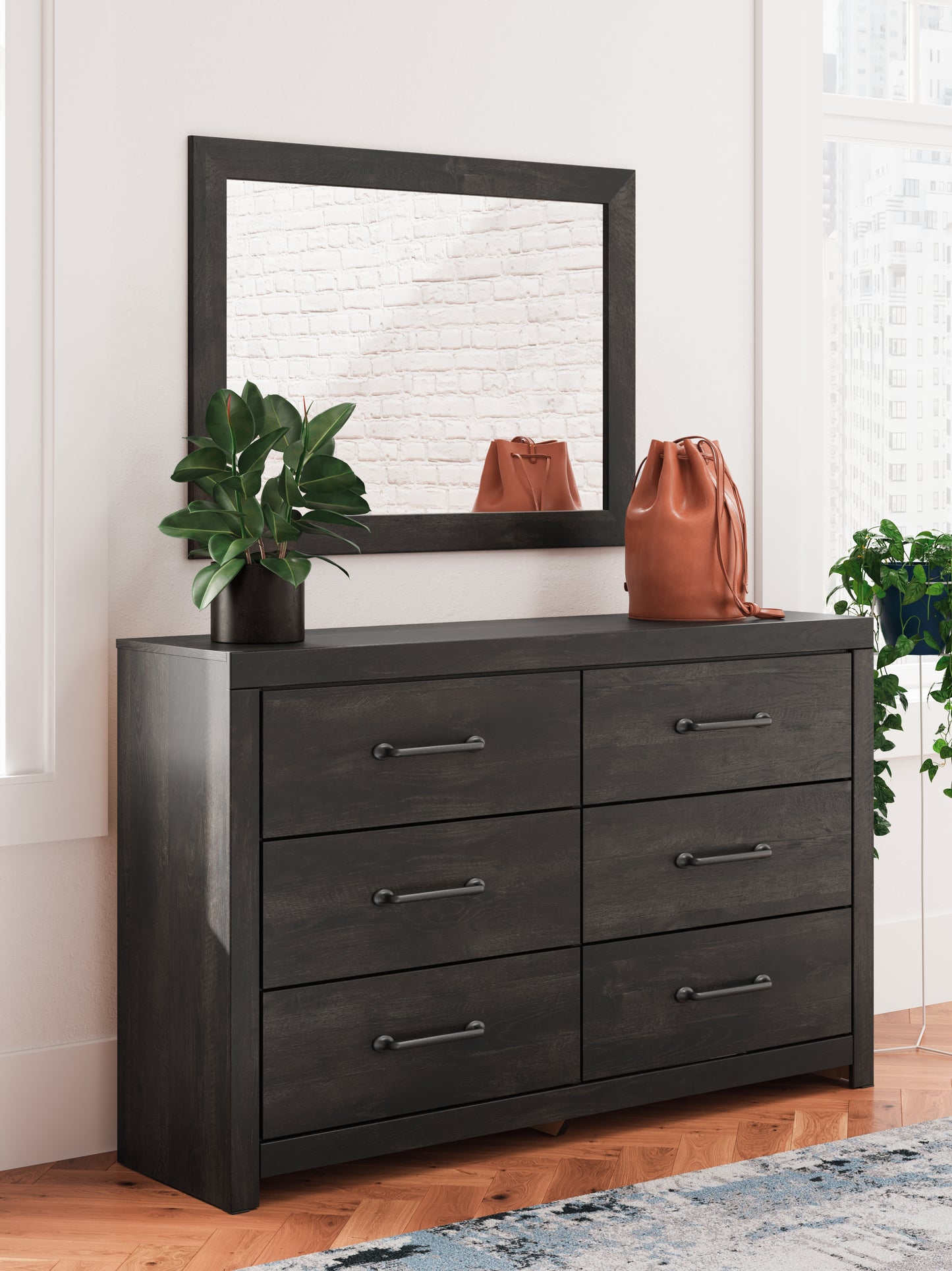 Bradenton Furniture Outlet - Ashley Furniture - Hollivern Bedroom - Dresser and Mirror / Dark Gray - PCB2108B1