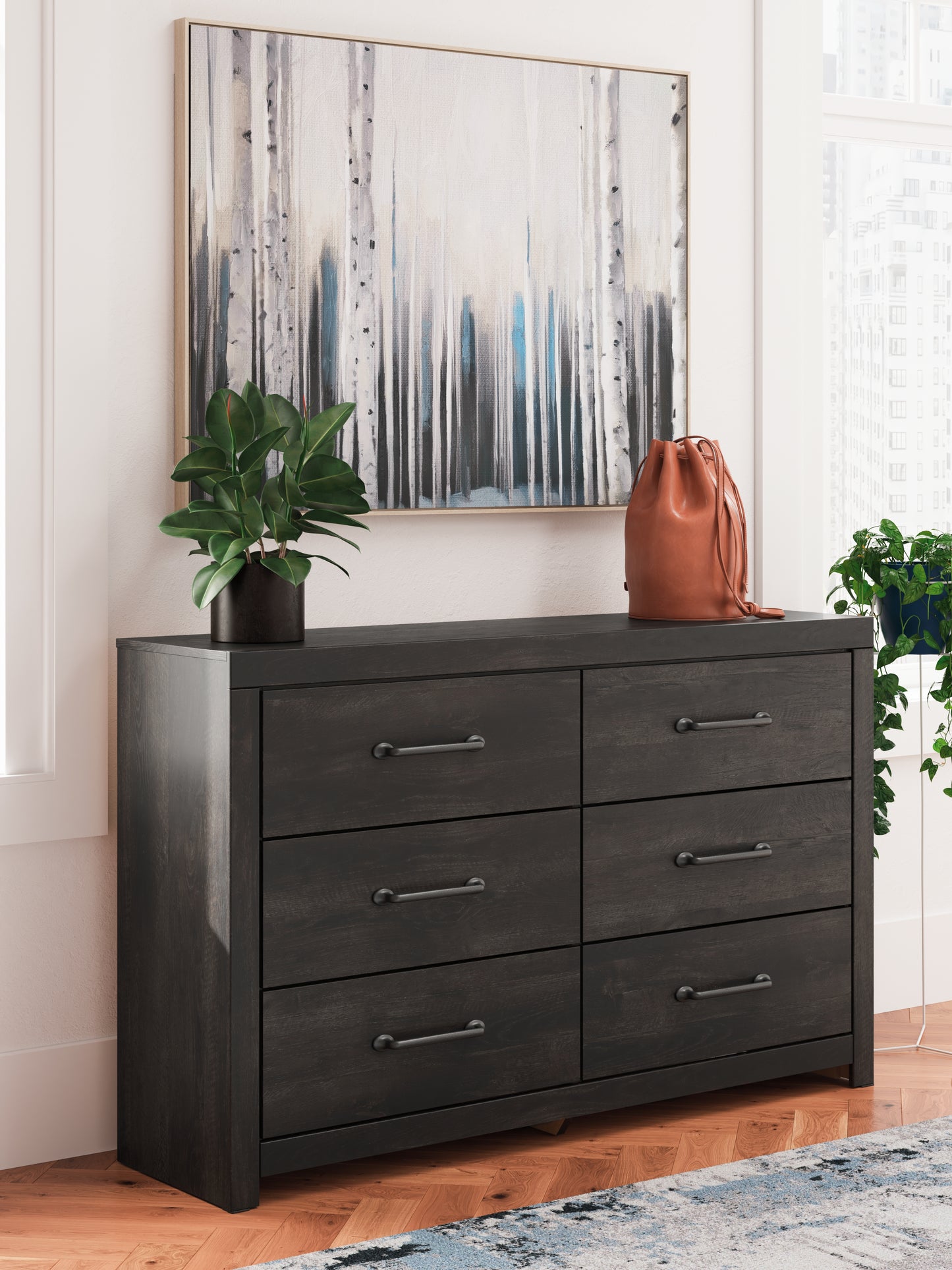 Bradenton Furniture Outlet - Ashley Furniture - Hollivern Bedroom - Six Drawer Dresser / Dark Gray - PCB2108-31