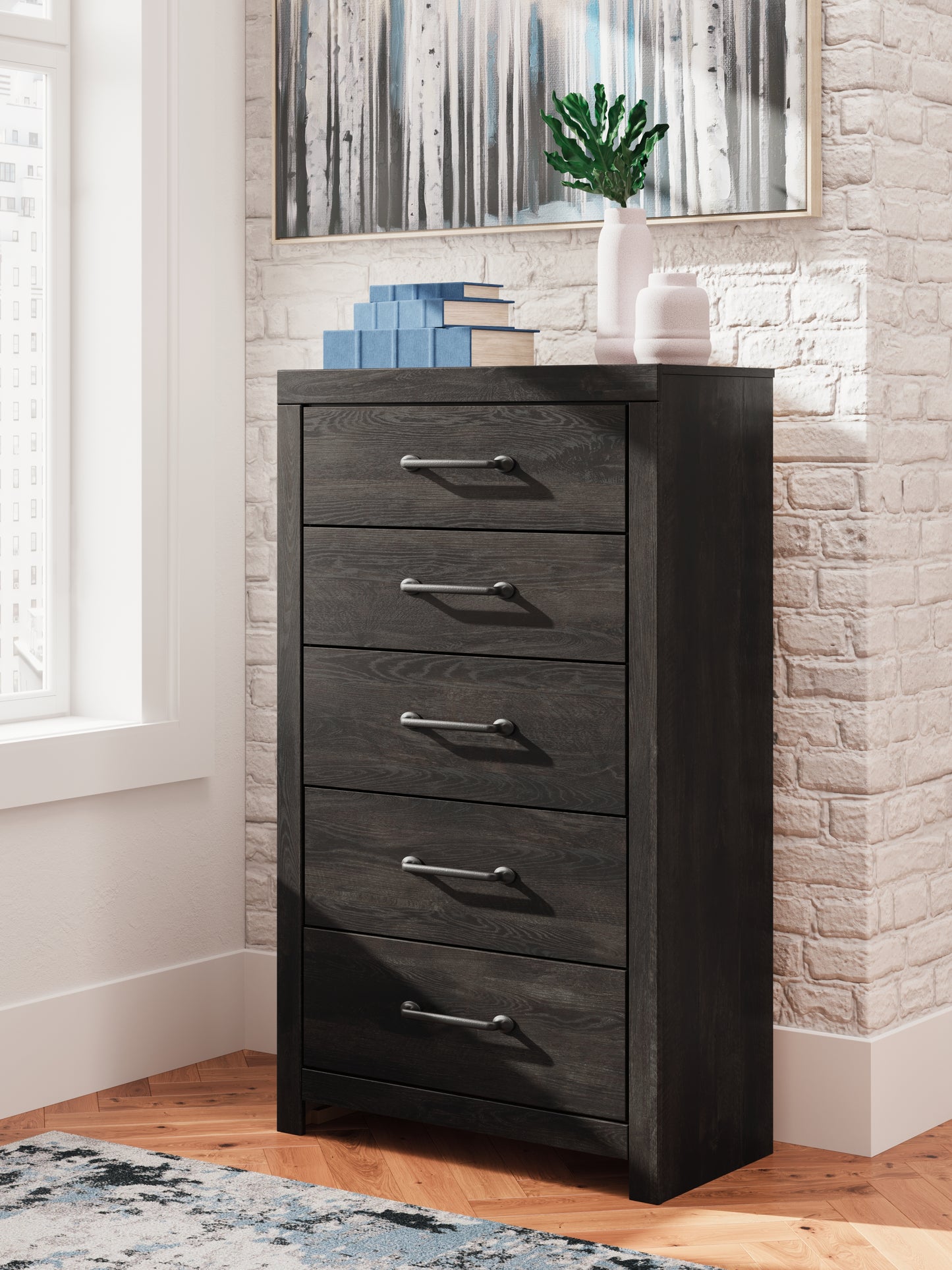 Bradenton Furniture Outlet - Ashley Furniture - Hollivern Bedroom - Five Drawer Chest / Dark Gray - PCB2108-46